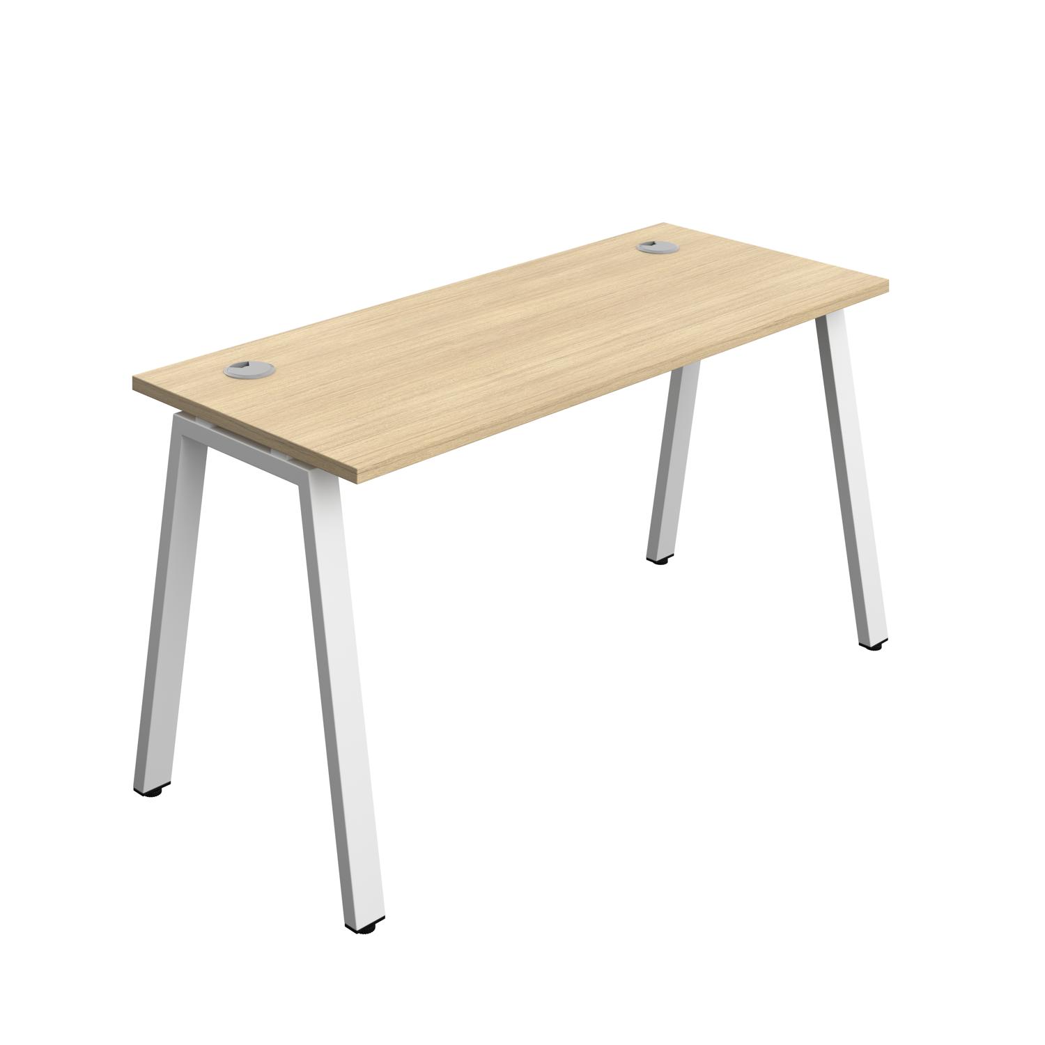 Synergy Bench with Cable Ports: 1 Person : A-Frame Leg : 1400 700 Nova Oak/White