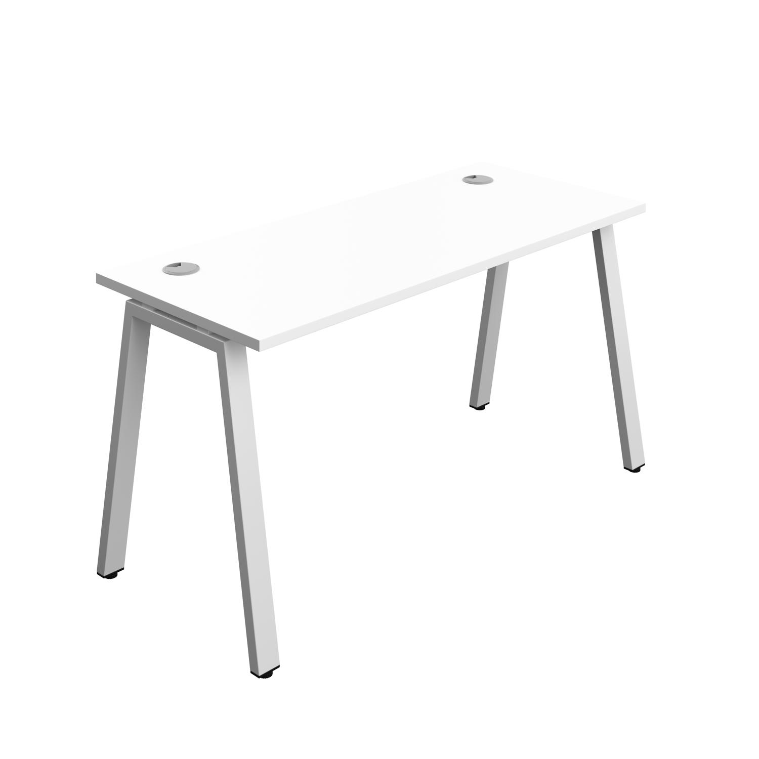 Synergy Bench with Cable Ports: 1 Person : A-Frame Leg : 1400 700 White/Silver