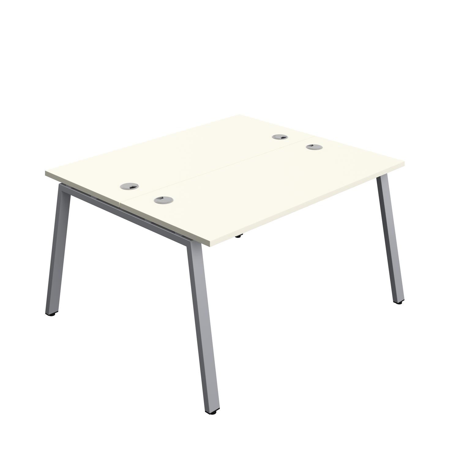 Synergy Bench with Cable Ports: 2 Person : A-Frame Leg : 1400 700 White/Silver