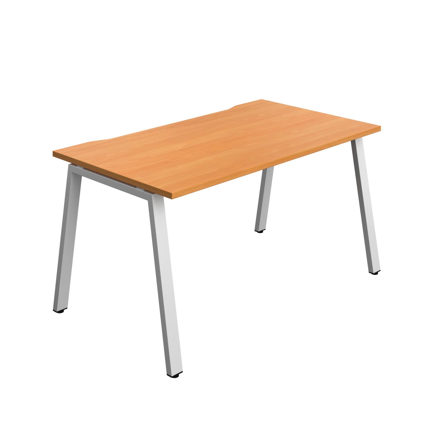 Synergy Bench with Cut Out: 1 Person : A-Frame Leg : 1400 800 Beech/Silver