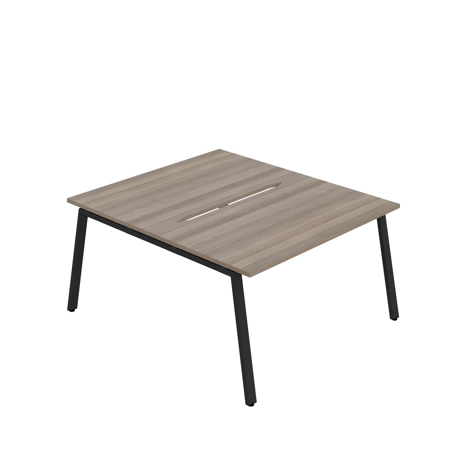 Synergy Bench with Cut Out: 2 Person : A-Frame Leg : 1400 800 Grey Oak/Black
