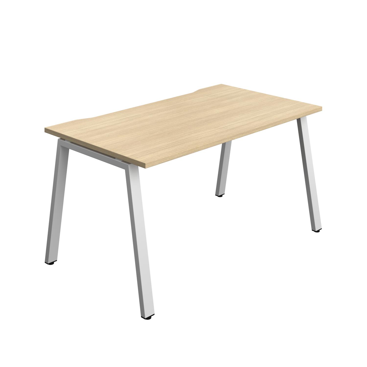 Synergy Bench with Cut Out: 1 Person : A-Frame Leg : 1400 800 Nova Oak/Silver