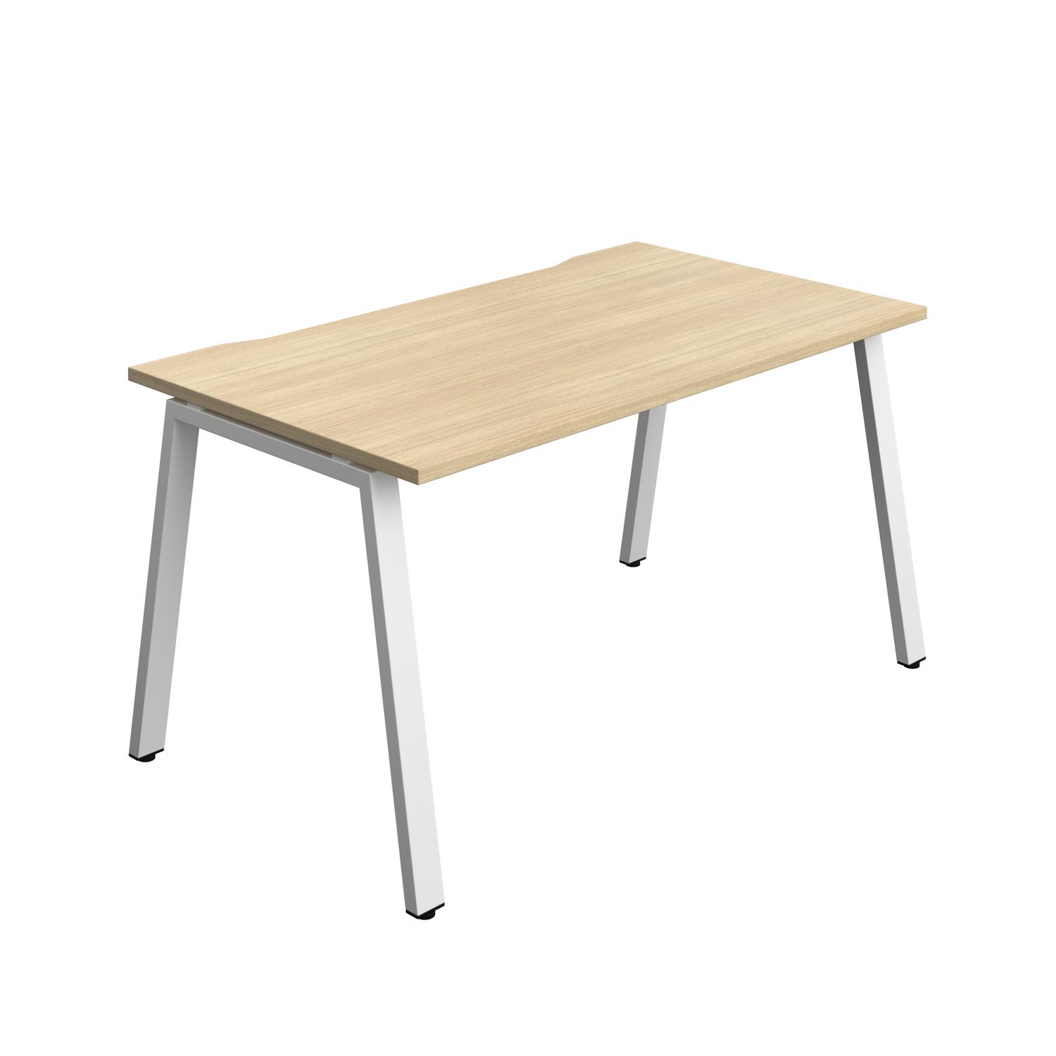 Synergy Bench with Cut Out: 1 Person : A-Frame Leg : 1400 800 Nova Oak/White