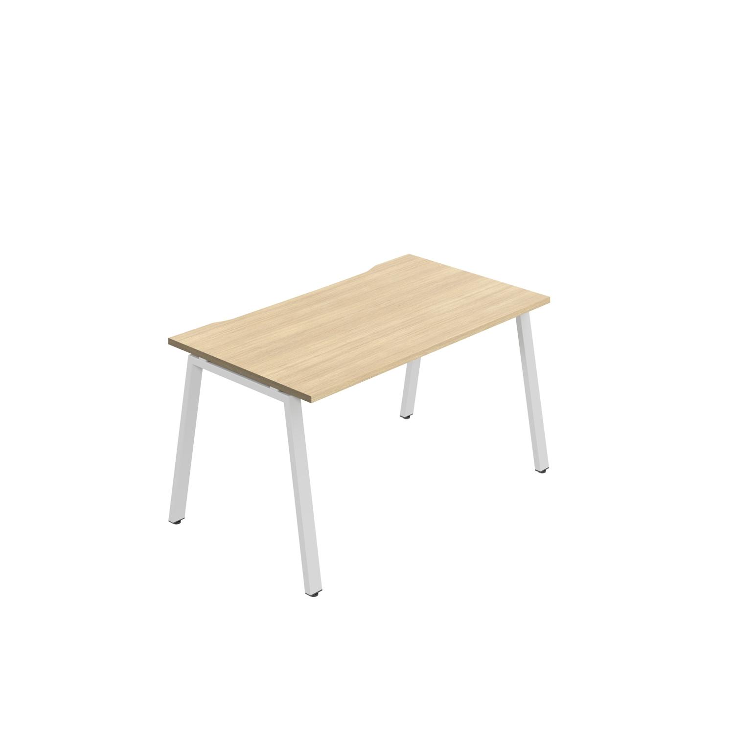 Synergy Bench with Cut Out: 1 Person : A-Frame Leg : 1400 800 Nova Oak/White