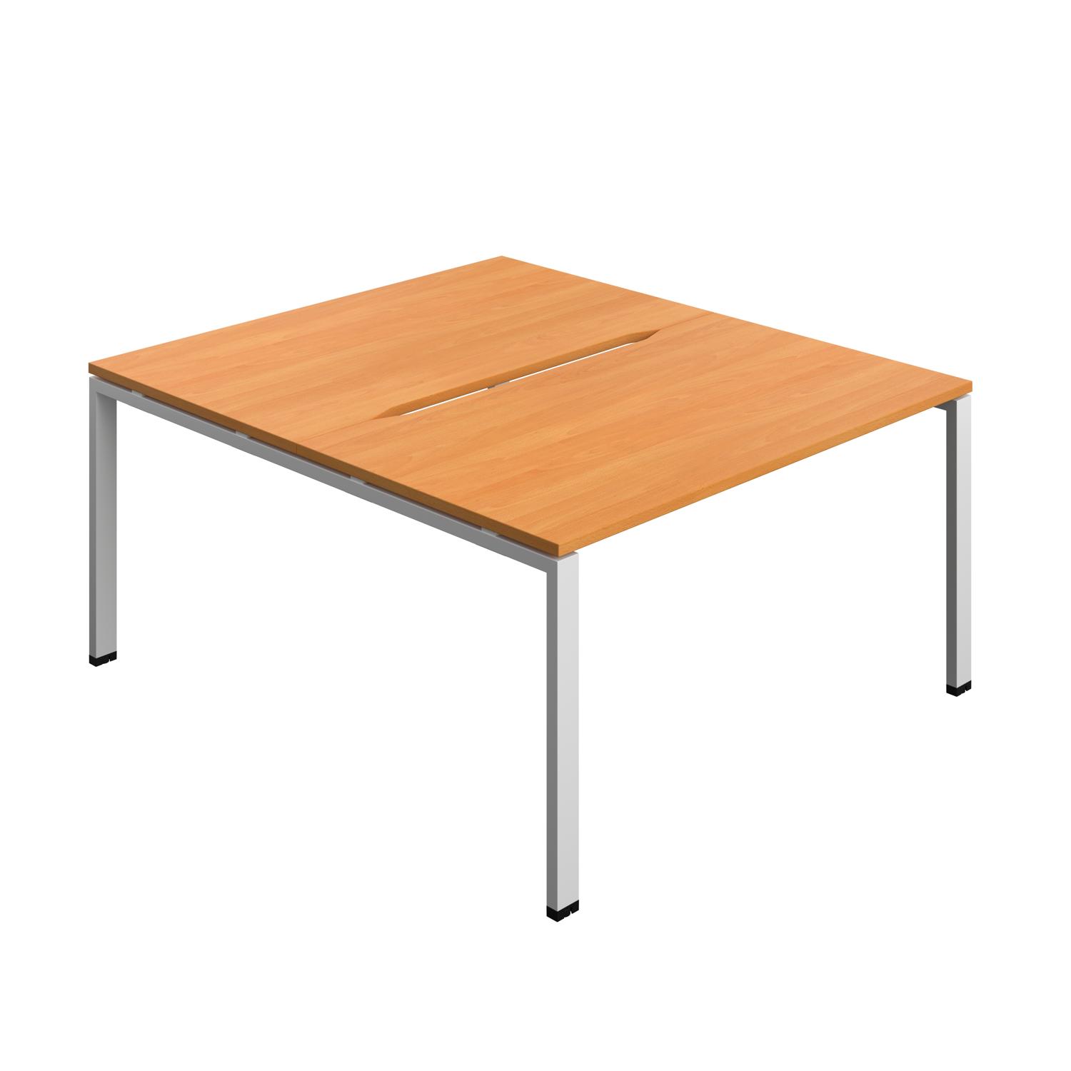 Synergy Bench with Cut Out: 2 Person : Goal Post Leg : 1400 800 Beech/Silver