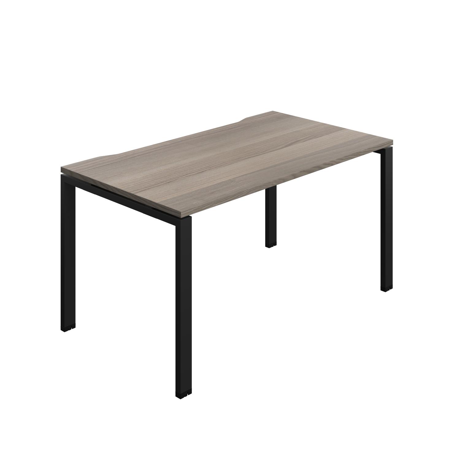 Synergy Bench with Cut Out: 1 Person : Goal Post Leg : 1400 800 Grey Oak/Black