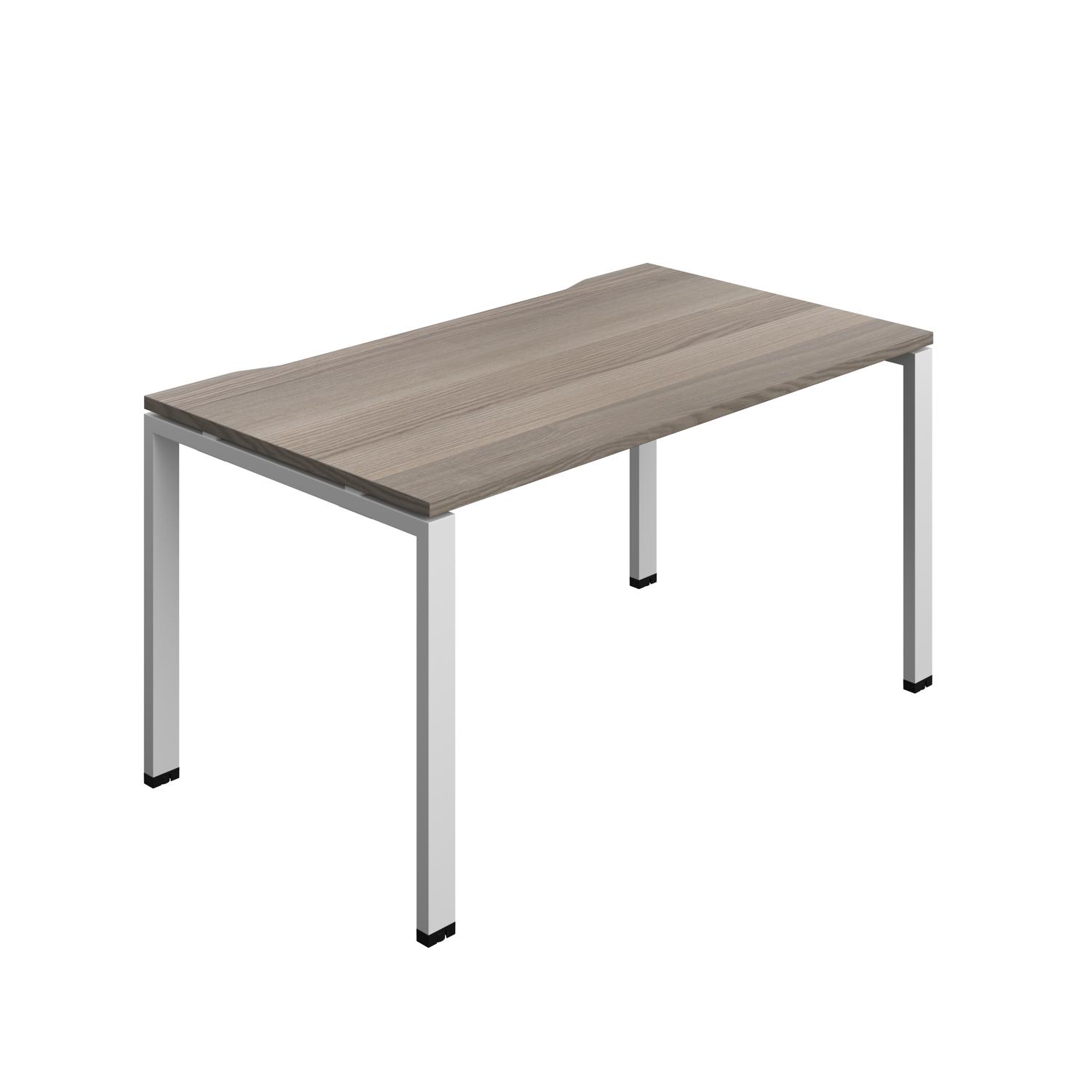 Synergy Bench with Cut Out: 1 Person : Goal Post Leg : 1400 800 Grey Oak/Silver