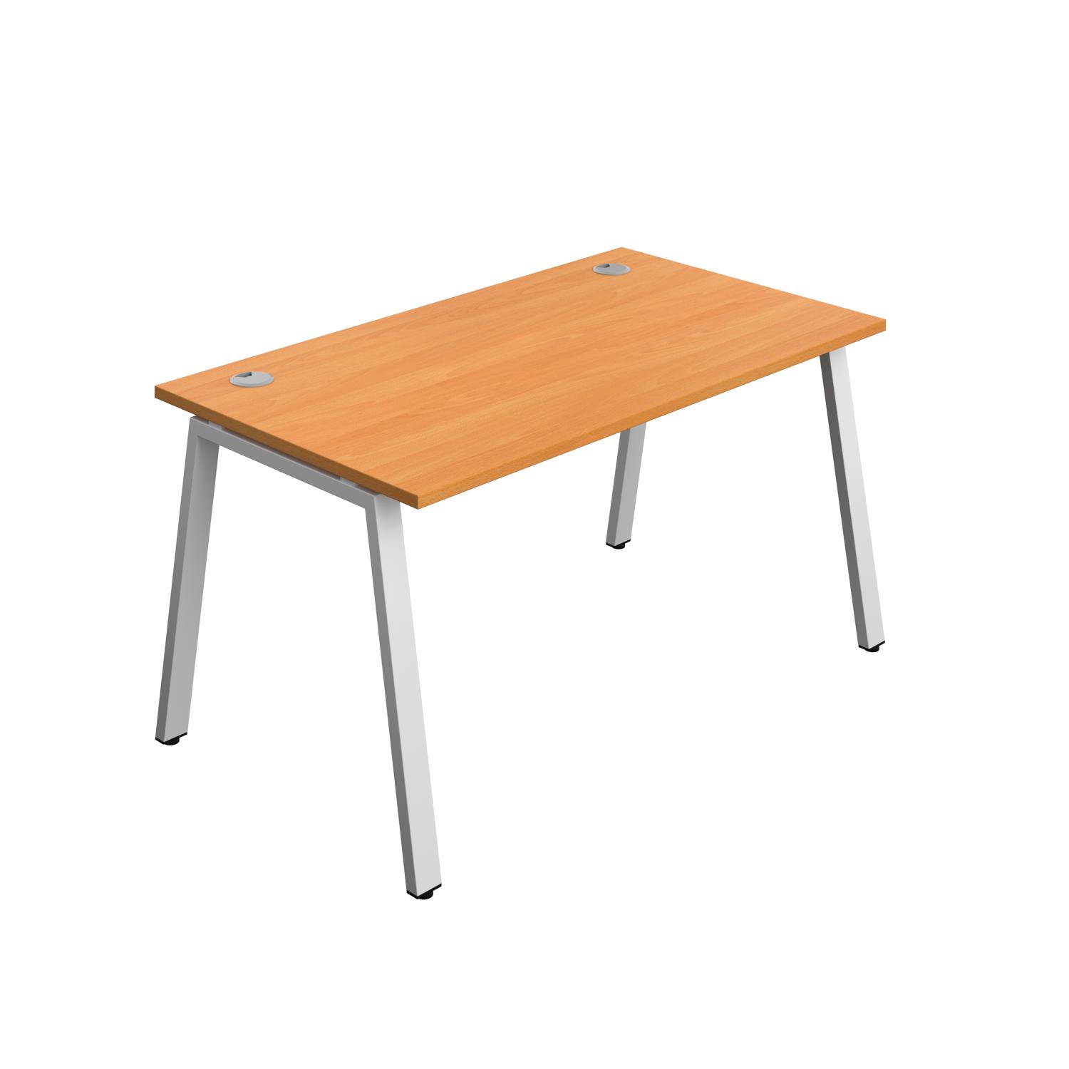 Synergy Bench with Cable Ports: 1 Person : A-Frame Leg : 1400 800 Beech/Silver