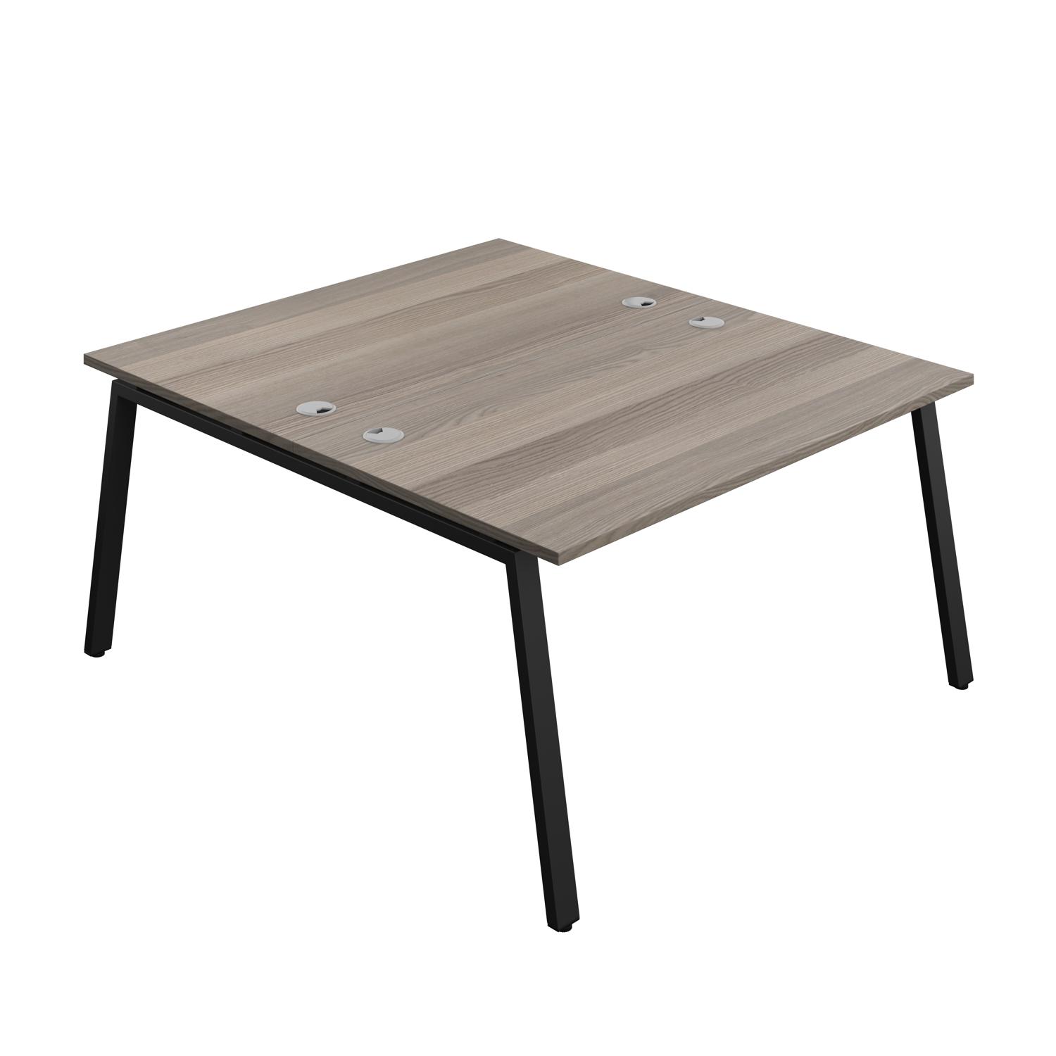 Synergy Bench with Cable Ports: 2 Person : A-Frame Leg : 1400 800 Grey Oak/Black