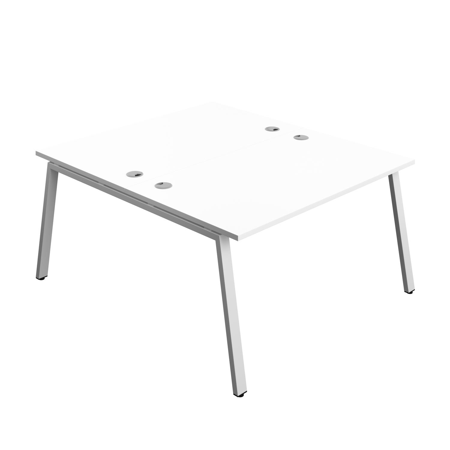 Synergy Bench with Cable Ports: 2 Person : A-Frame Leg : 1400 800 White/Silver