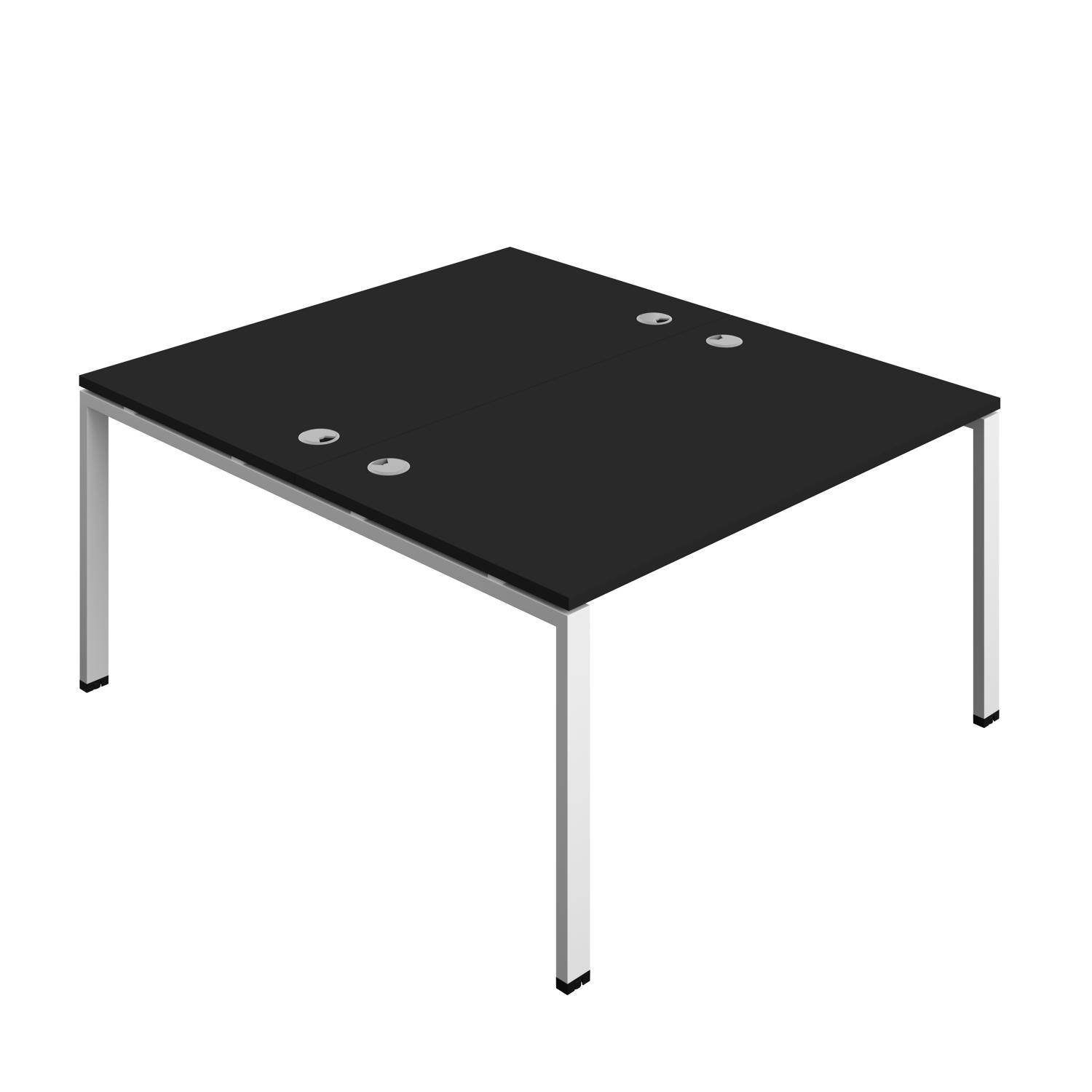 Synergy Bench with Cable Ports: 2 Person : Goal Post Leg : 1400 800 Black/White
