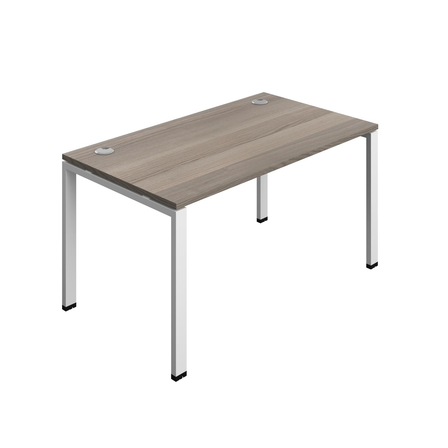 Synergy Bench with Cable Ports: 1 Person : Goal Post Leg : 1400 800 Grey Oak/White