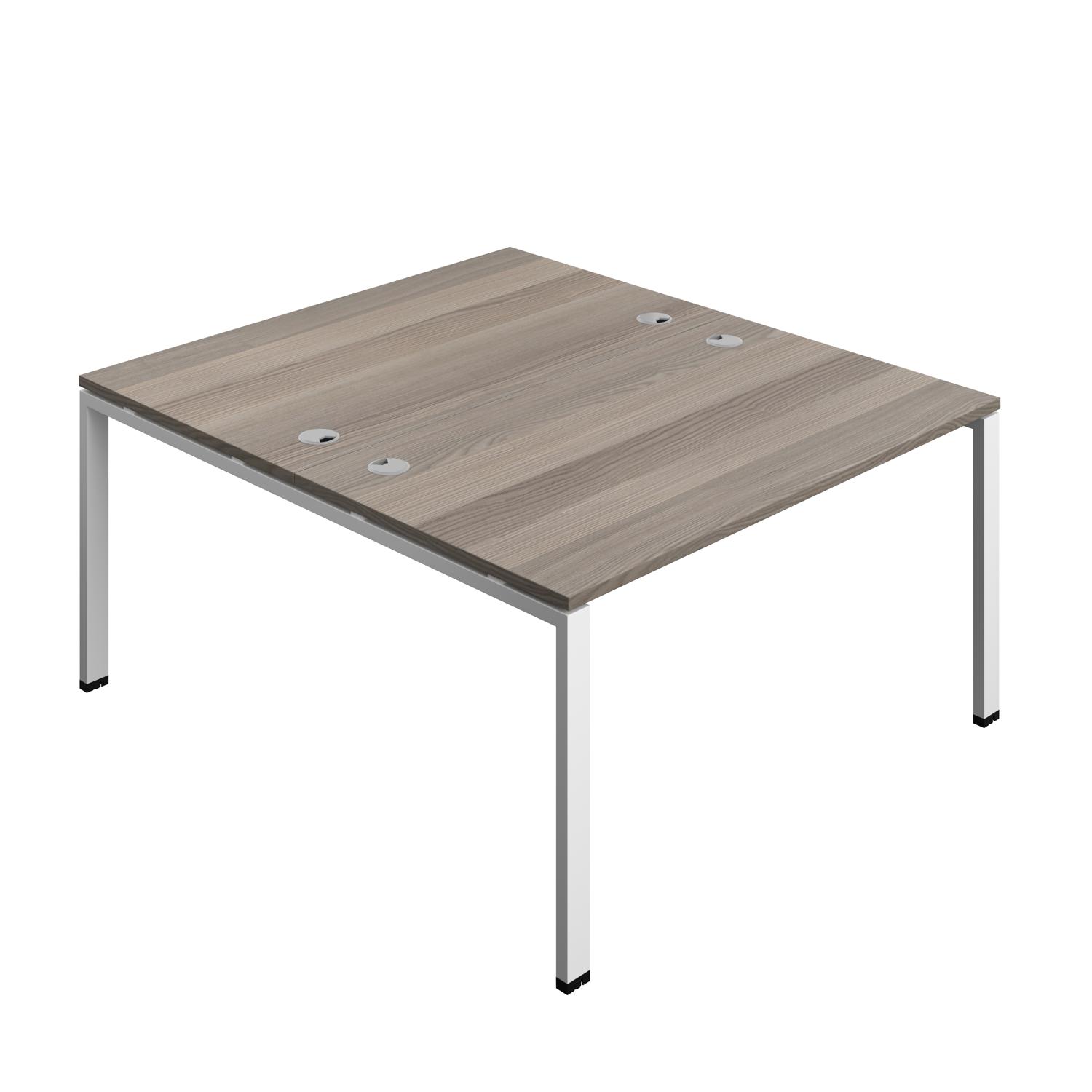 Synergy Bench with Cable Ports: 2 Person : Goal Post Leg : 1400 800 Grey Oak/White