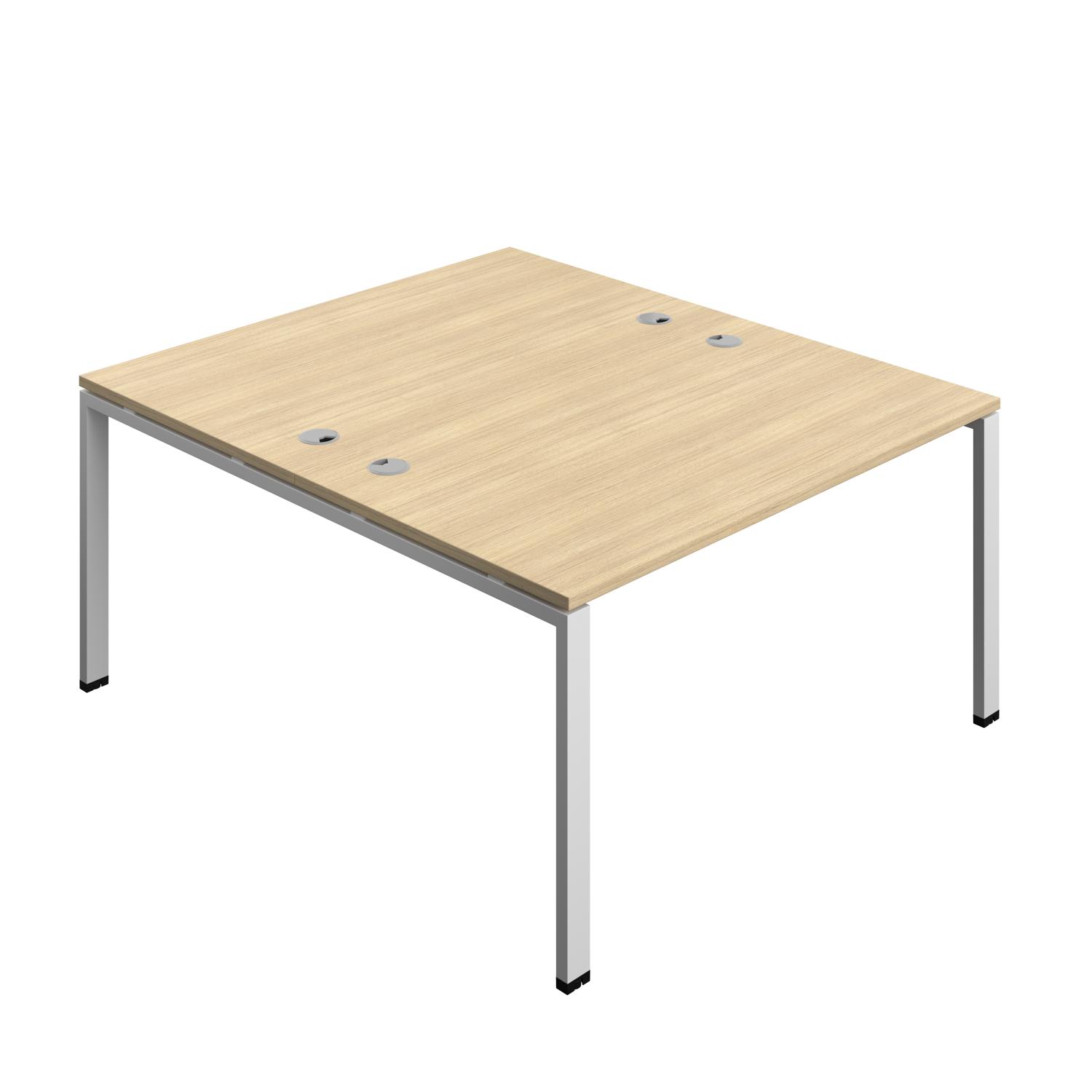 Synergy Bench with Cable Ports: 2 Person : Goal Post Leg : 1400 800 Nova Oak/Silver