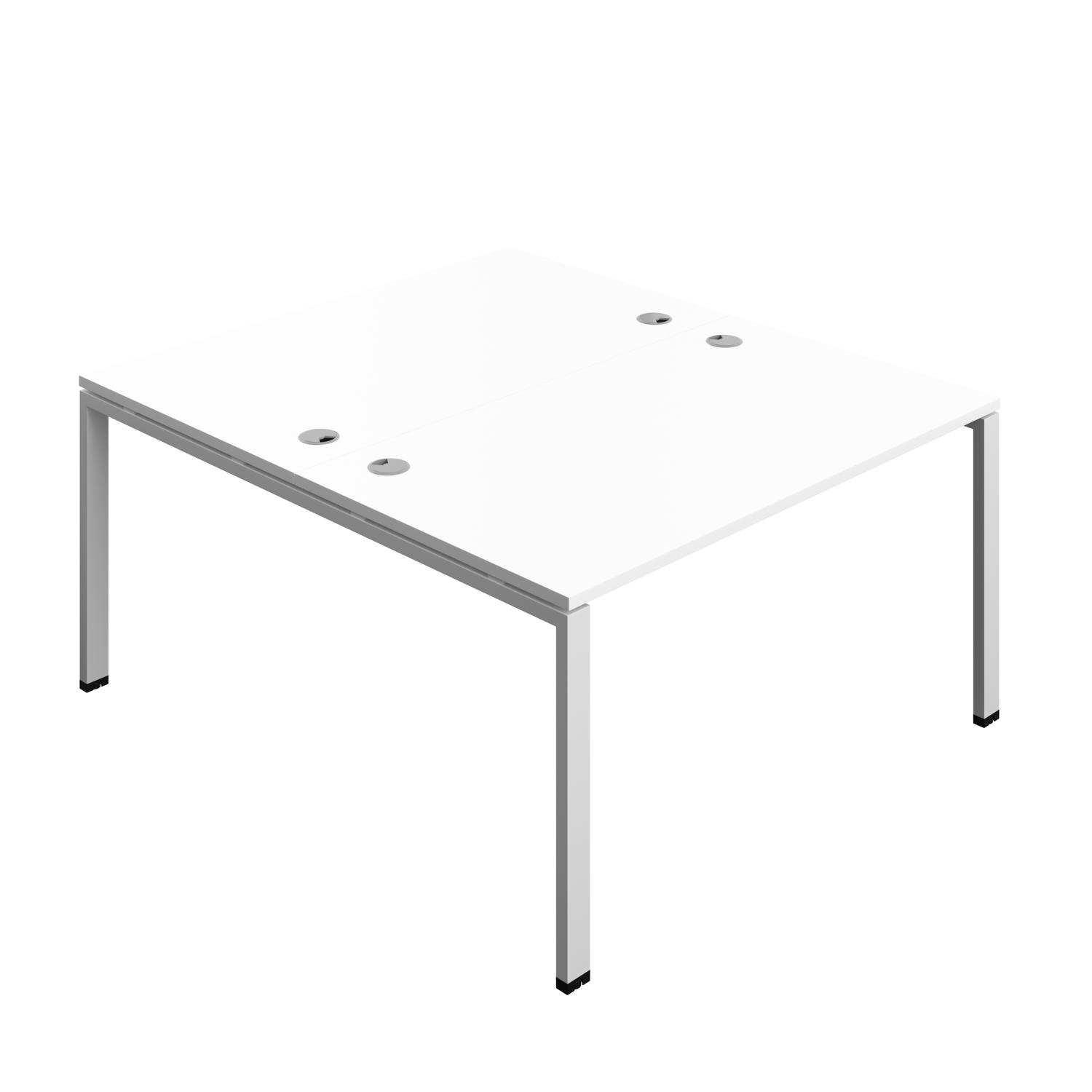 Synergy Bench with Cable Ports: 2 Person : Goal Post Leg : 1400 800 White/Silver