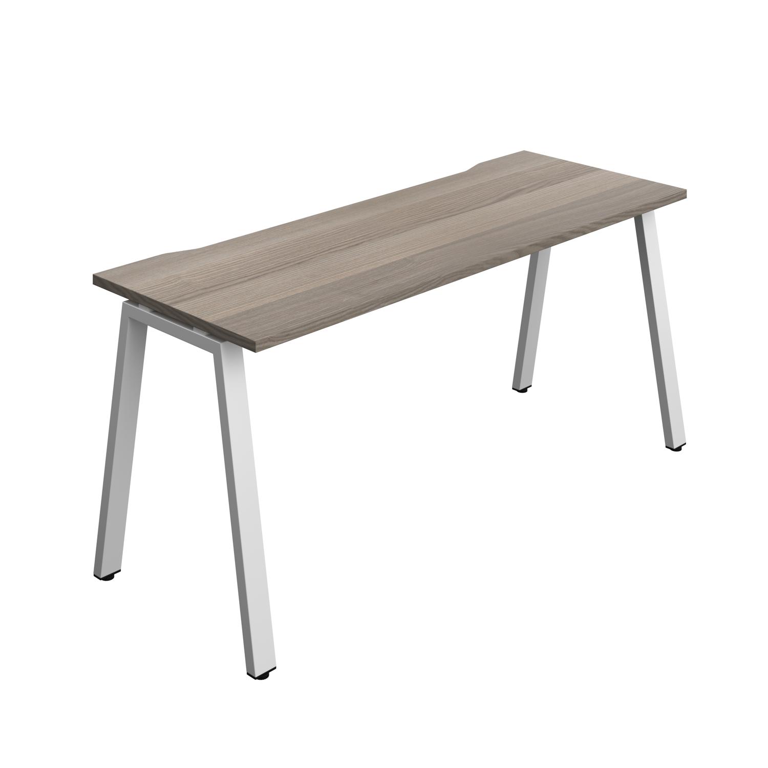 Synergy Bench with Cut Out: 1 Person : A-Frame Leg : 1600 600 Grey Oak/Silver