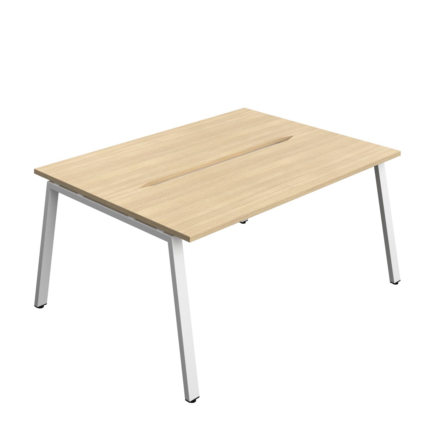 Synergy Bench with Cut Out: 2 Person : A-Frame Leg : 1600 600 Nova Oak/White