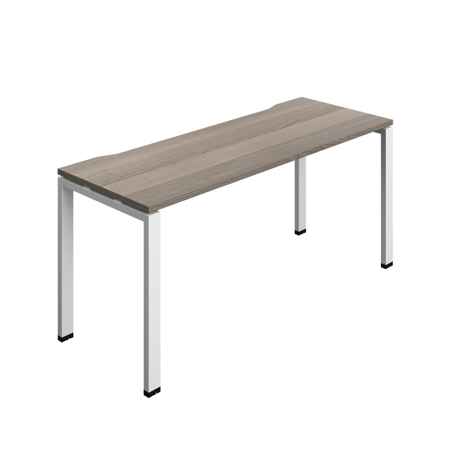 Synergy Bench with Cut Out: 1 Person : Goal Post Leg : 1600 600 Grey Oak/White