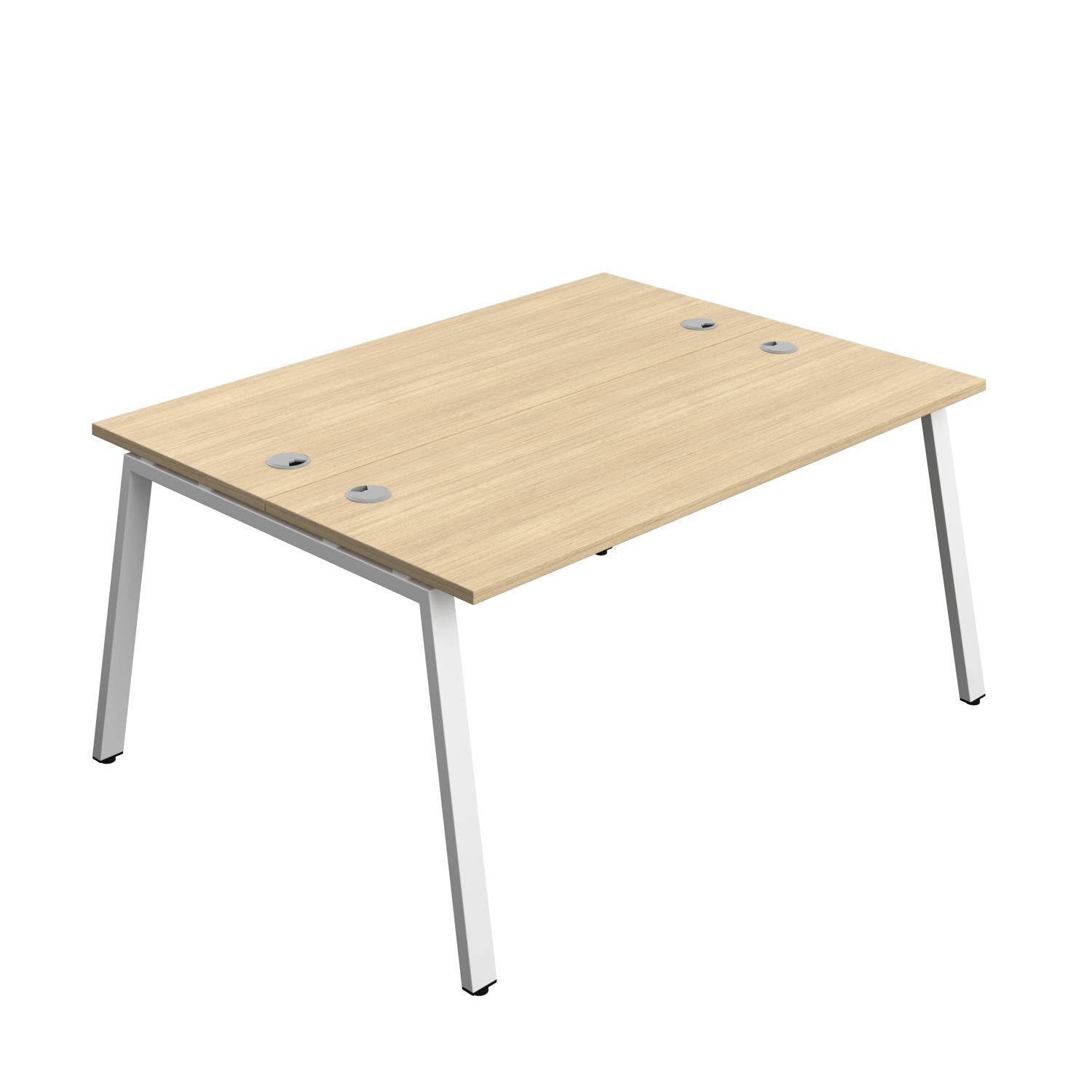 Synergy Bench with Cable Ports: 2 Person : A-Frame Leg : 1600 600 Nova Oak/White