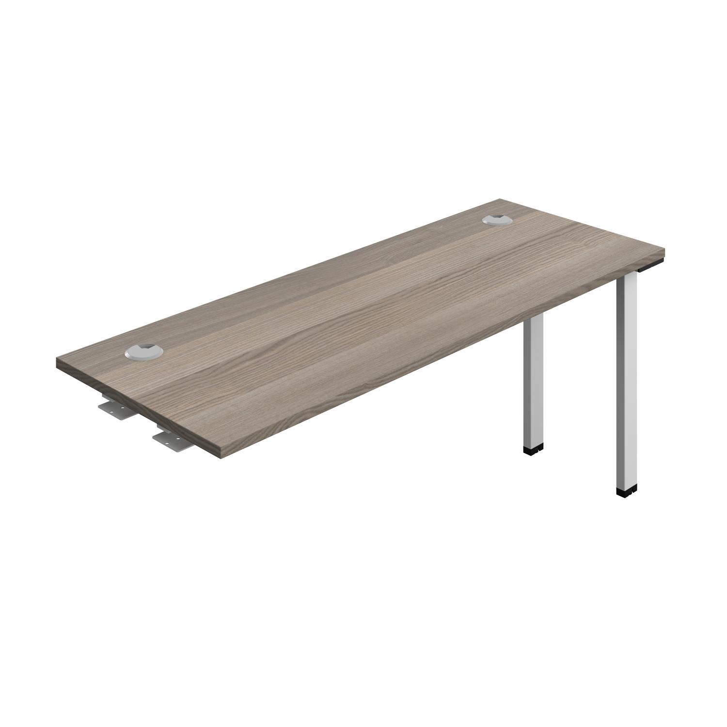 Synergy Bench Extension with Cable Ports: 1 Person : 1600 600 Grey Oak/Silver