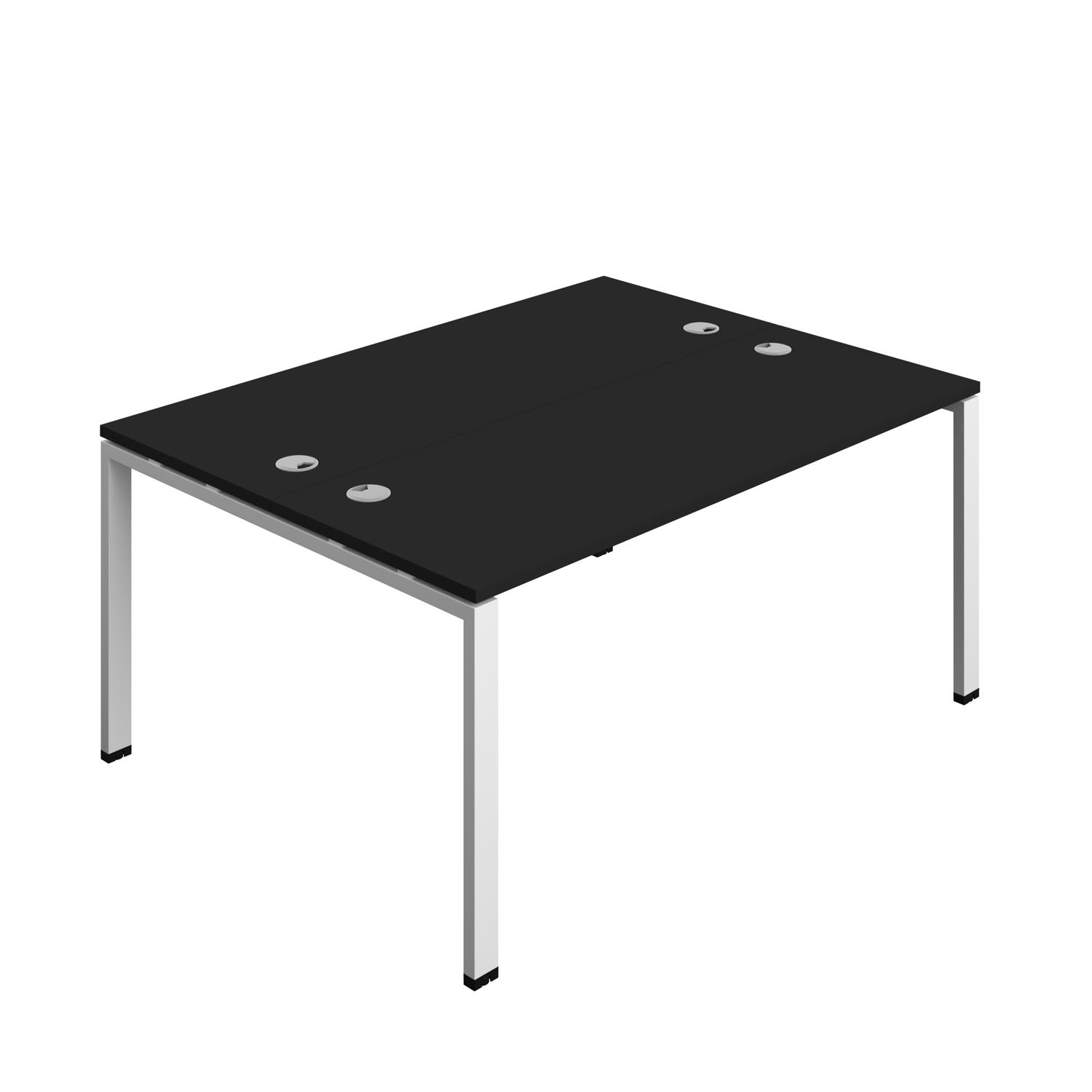 Synergy Bench with Cable Ports: 2 Person : Goal Post Leg : 1600 600 Black/White