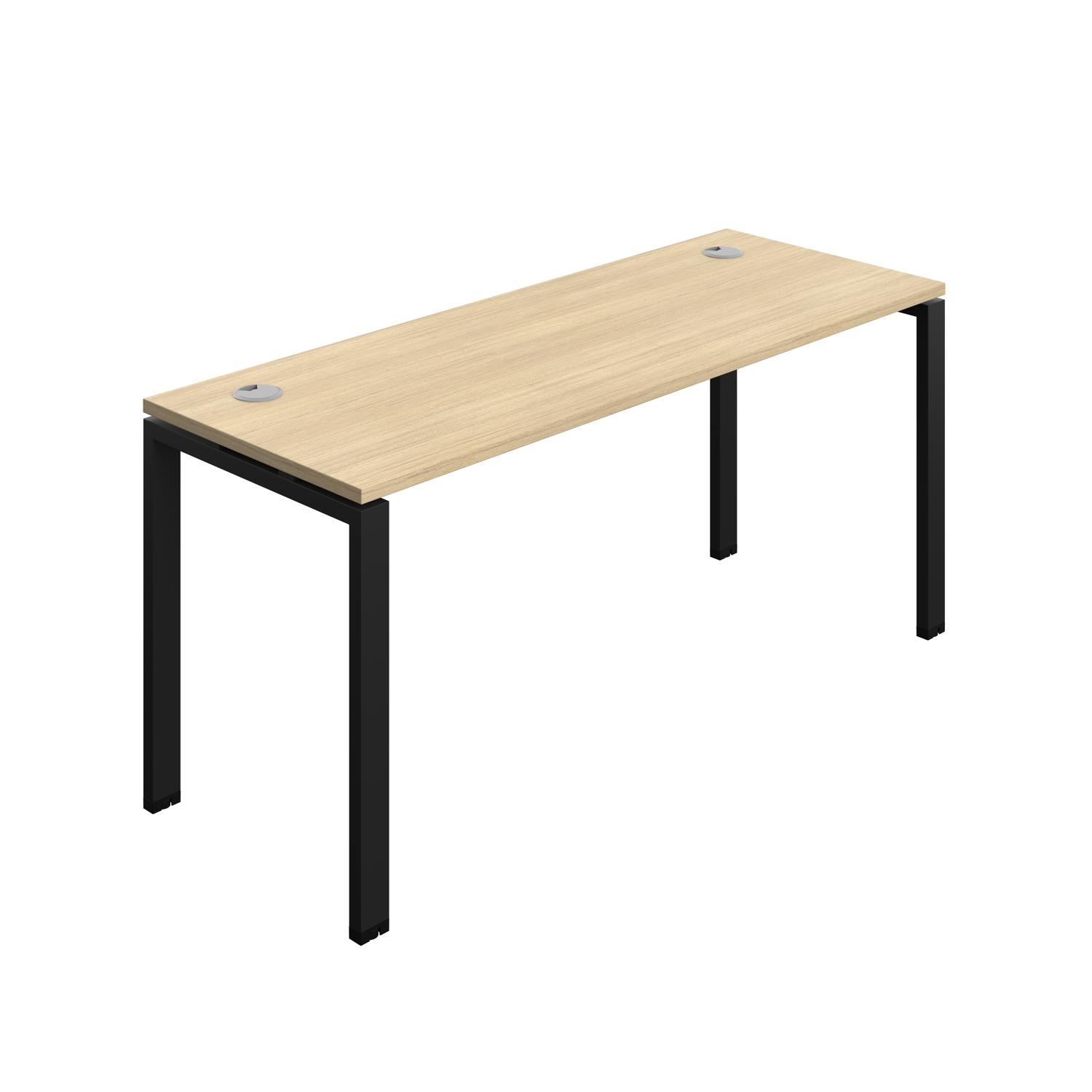 Synergy Bench with Cable Ports: 1 Person : Goal Post Leg : 1600 600 Nova Oak/Black