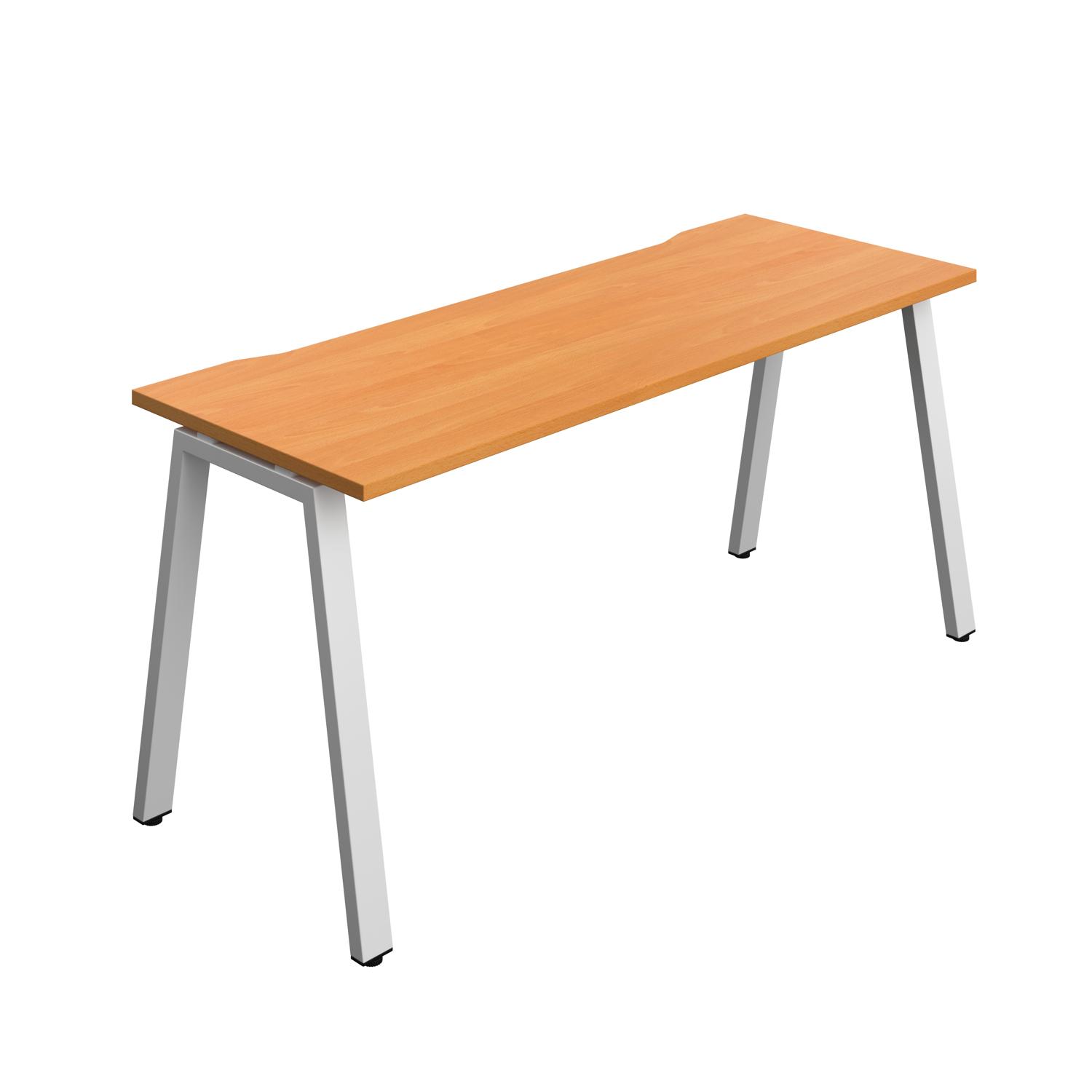 Synergy Bench with Cut Out: 1 Person : A-Frame Leg : 1600 700 Beech/Silver