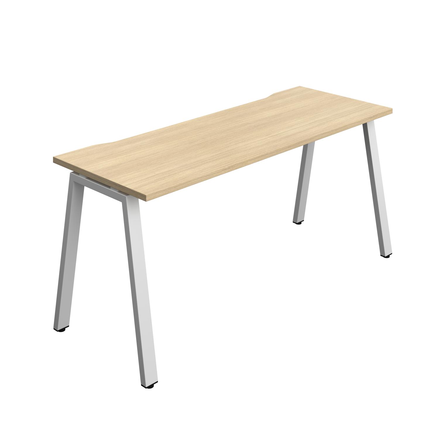 Synergy Bench with Cut Out: 1 Person : A-Frame Leg : 1600 700 Nova Oak/Silver