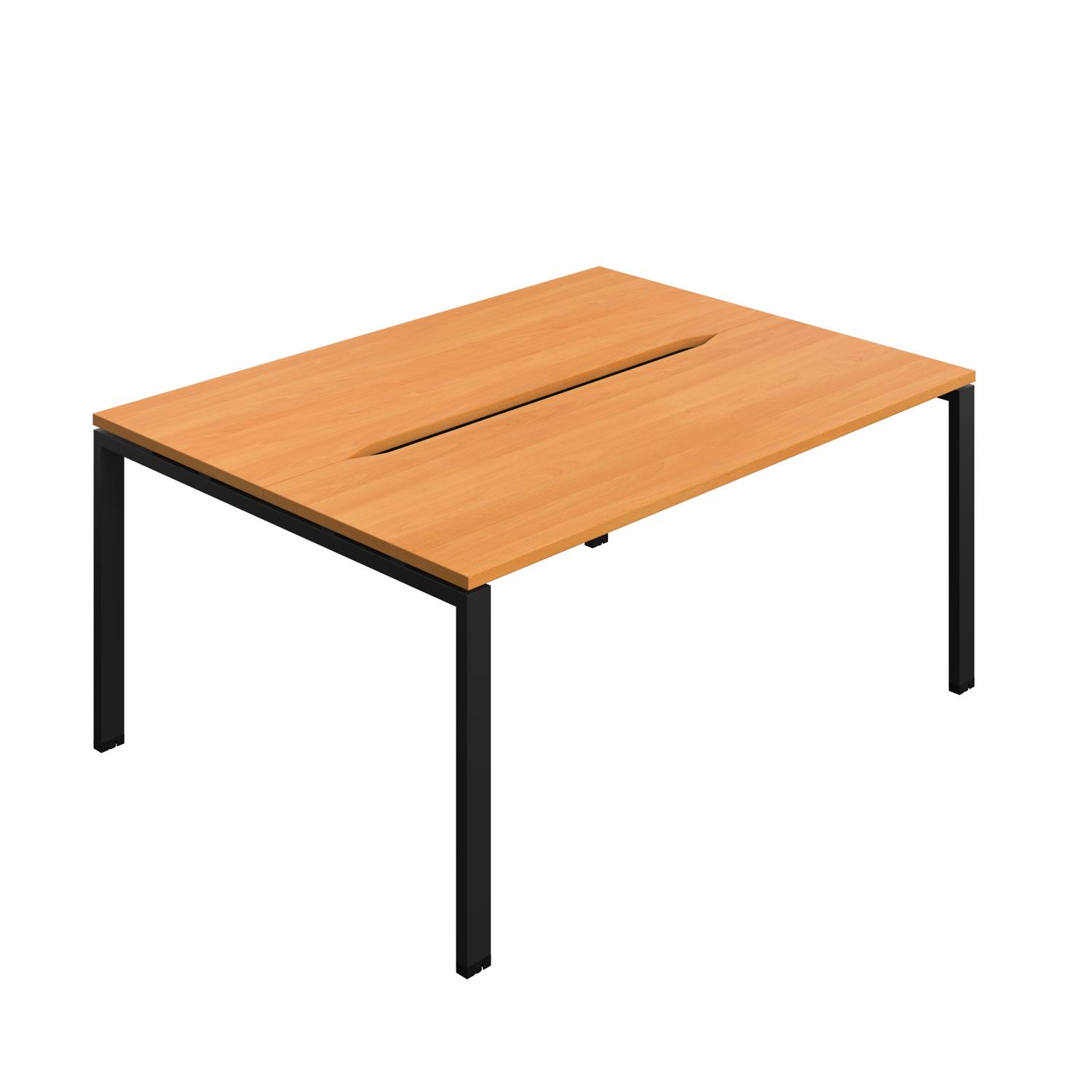 Synergy Bench with Cut Out: 2 Person : Goal Post Leg : 1600 700 Beech/Black
