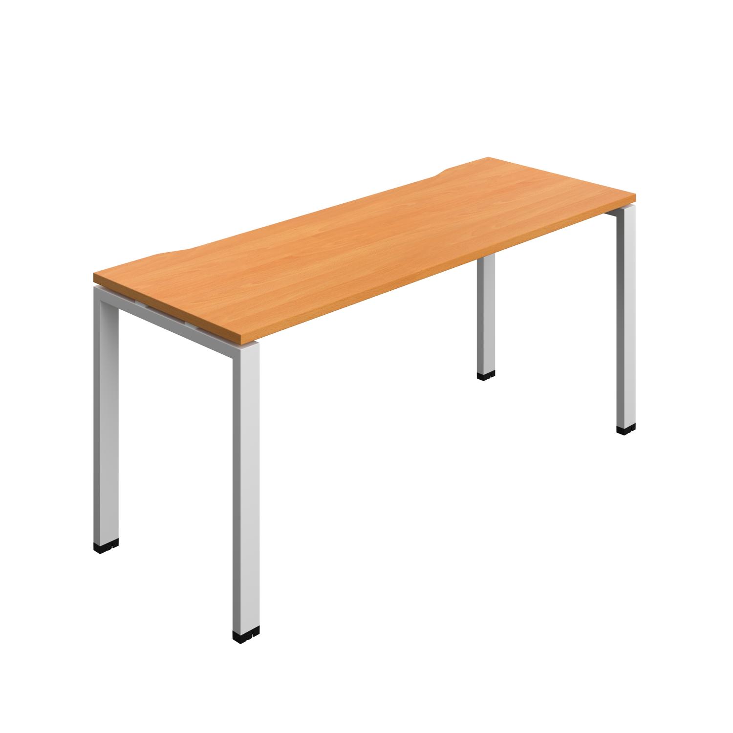 Synergy Bench with Cut Out: 1 Person : Goal Post Leg : 1600 700 Beech/Silver