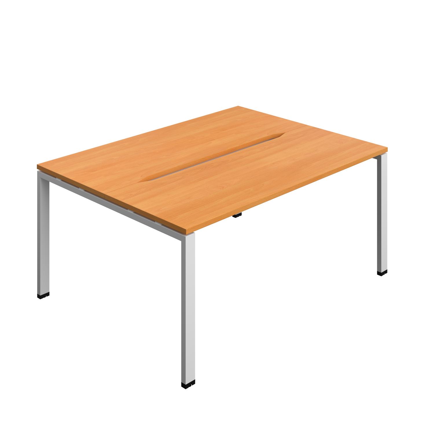 Synergy Bench with Cut Out: 2 Person : Goal Post Leg : 1600 700 Beech/Silver