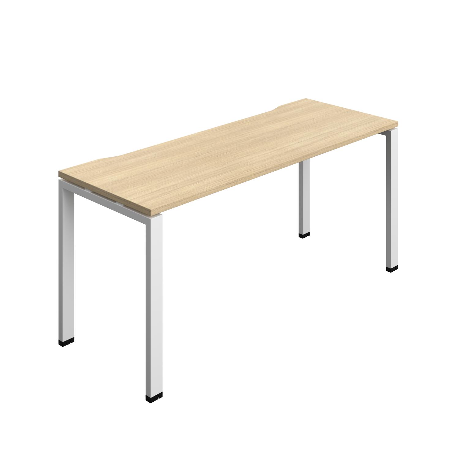 Synergy Bench with Cut Out: 1 Person : Goal Post Leg : 1600 700 Nova Oak/White