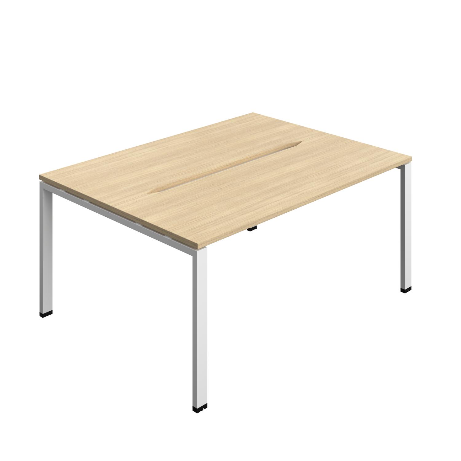 Synergy Bench with Cut Out: 2 Person : Goal Post Leg : 1600 700 Nova Oak/White