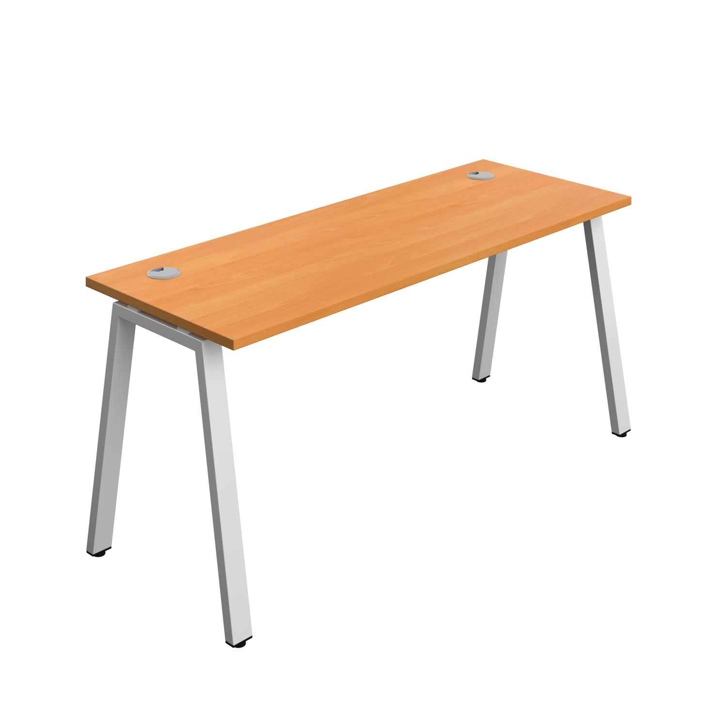 Synergy Bench with Cable Ports: 1 Person : A-Frame Leg : 1600 700 Beech/Silver