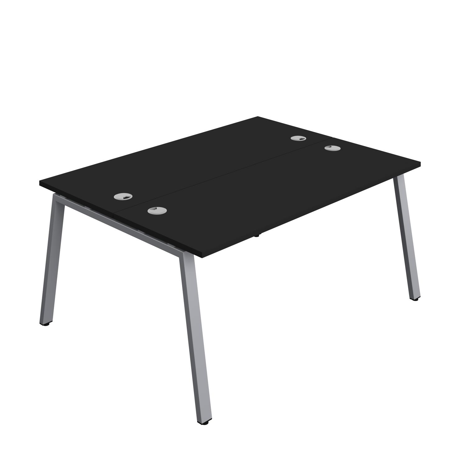 Synergy Bench with Cable Ports: 2 Person : A-Frame Leg : 1600 700 Black/Silver
