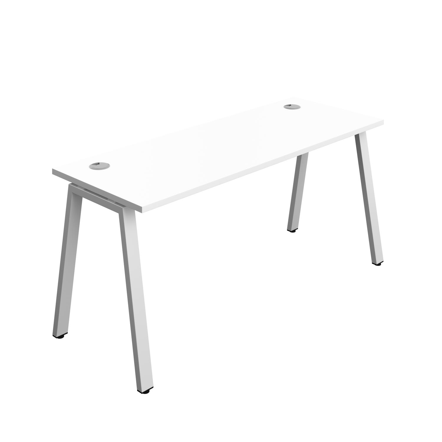 Synergy Bench with Cable Ports: 1 Person : A-Frame Leg : 1600 700 White/Silver