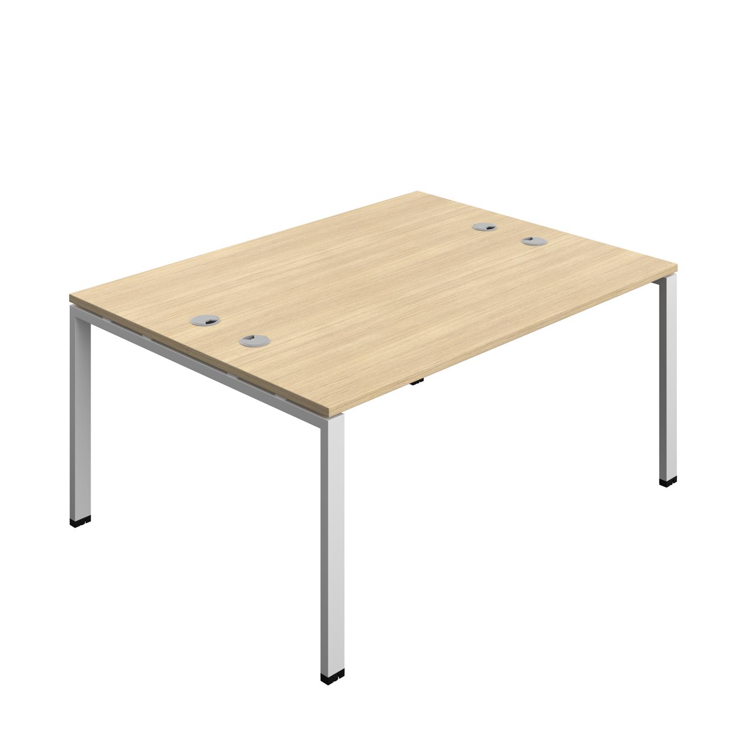 Synergy Bench with Cable Ports: 2 Person : Goal Post Leg : 1600 700 Nova Oak/Silver