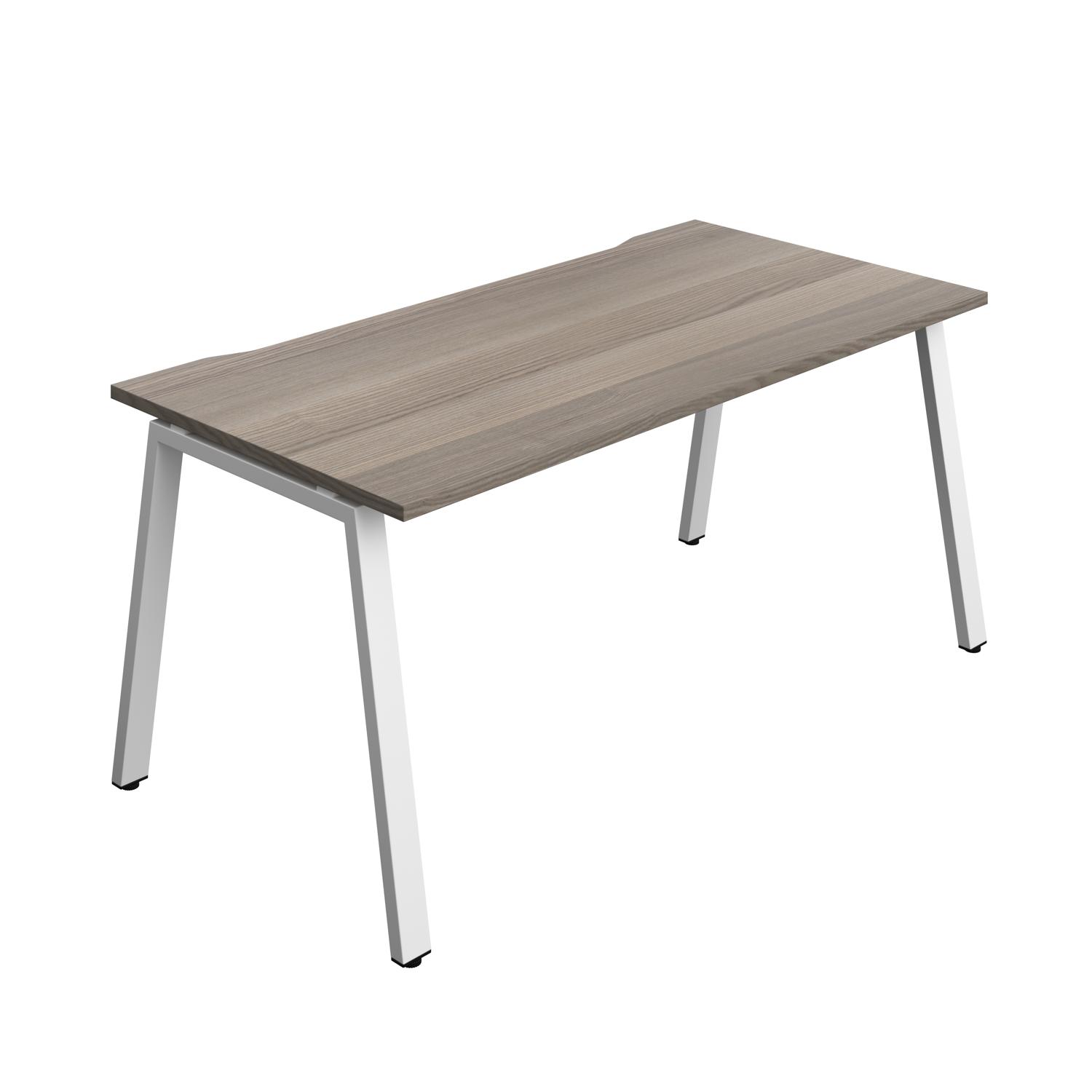 Synergy Bench with Cut Out: 1 Person : A-Frame Leg : 1600 800 Grey Oak/White
