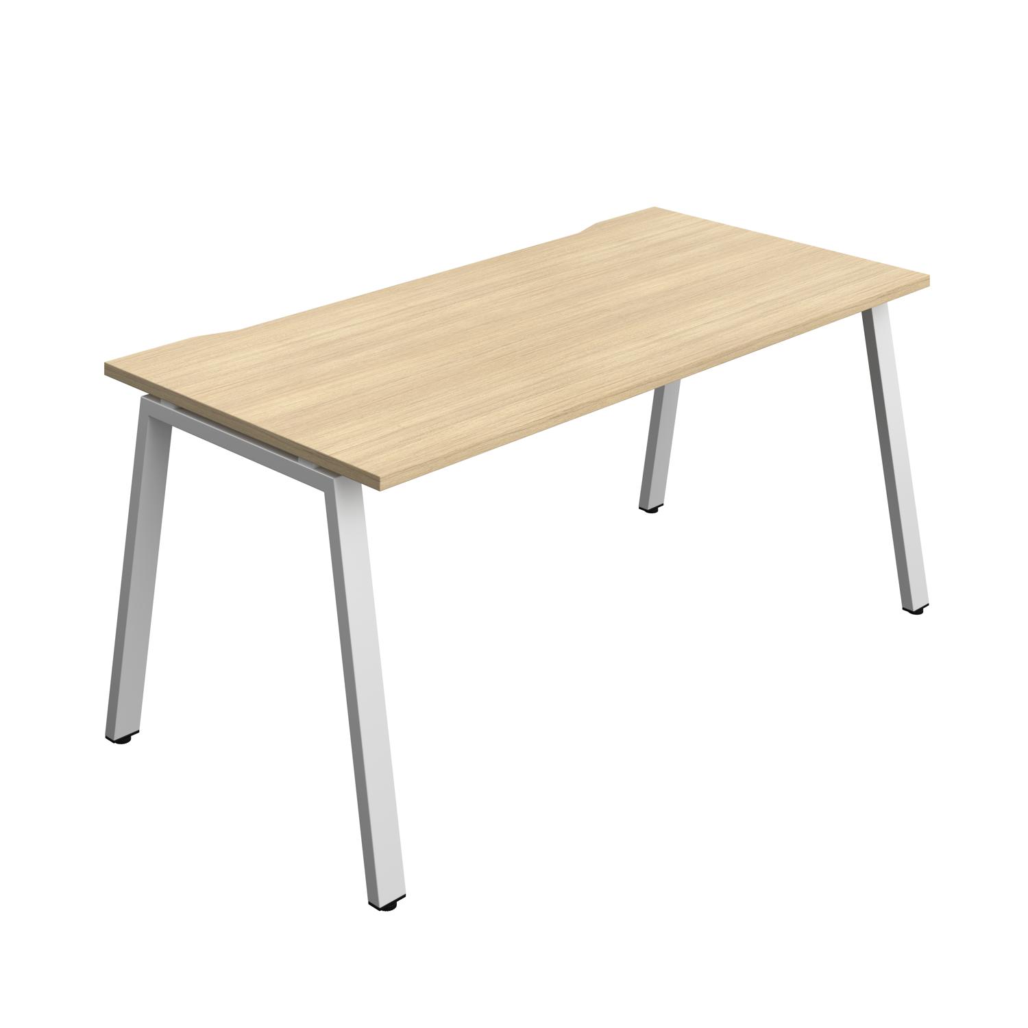 Synergy Bench with Cut Out: 1 Person : A-Frame Leg : 1600 800 Nova Oak/Silver