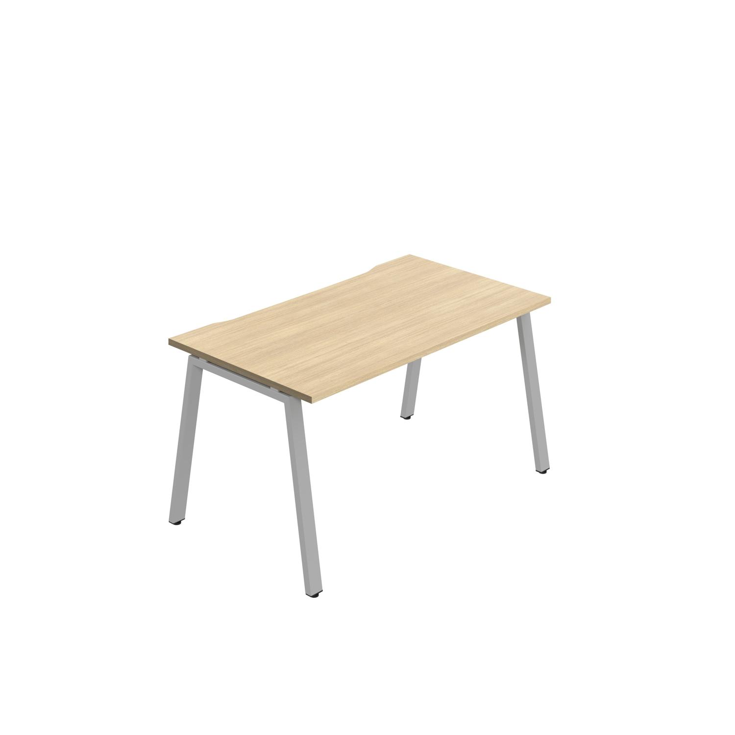 Synergy Bench with Cut Out: 1 Person : A-Frame Leg : 1600 800 Nova Oak/Silver Synergy Bench with Cut Out: 1 Person : A-Frame Leg : 1600 800 Nova Oak/Silver