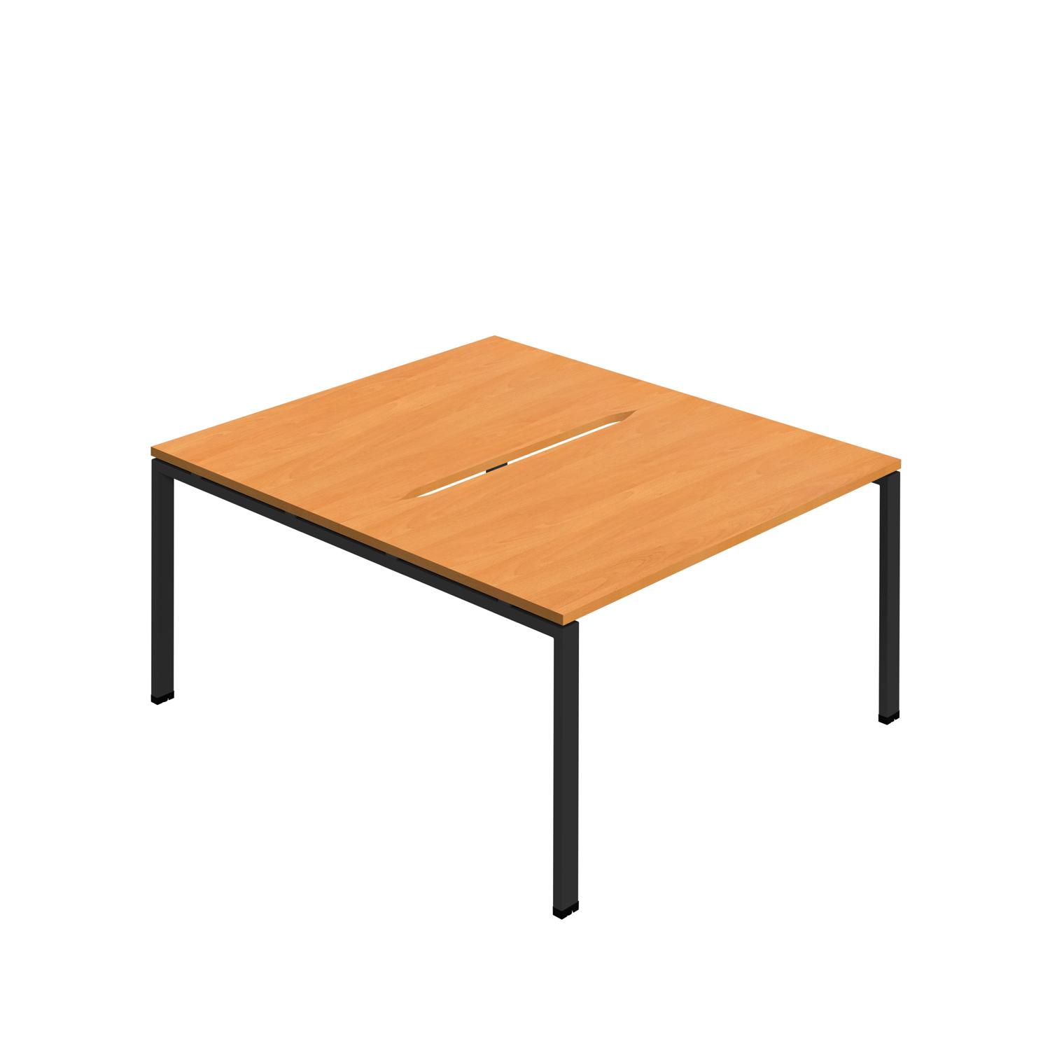 Synergy Bench with Cut Out: 2 Person : Goal Post Leg : 1600 800 Beech/Black