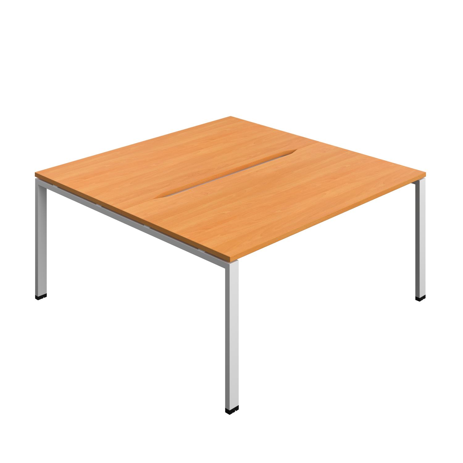 Synergy Bench with Cut Out: 2 Person : Goal Post Leg : 1600 800 Beech/Silver