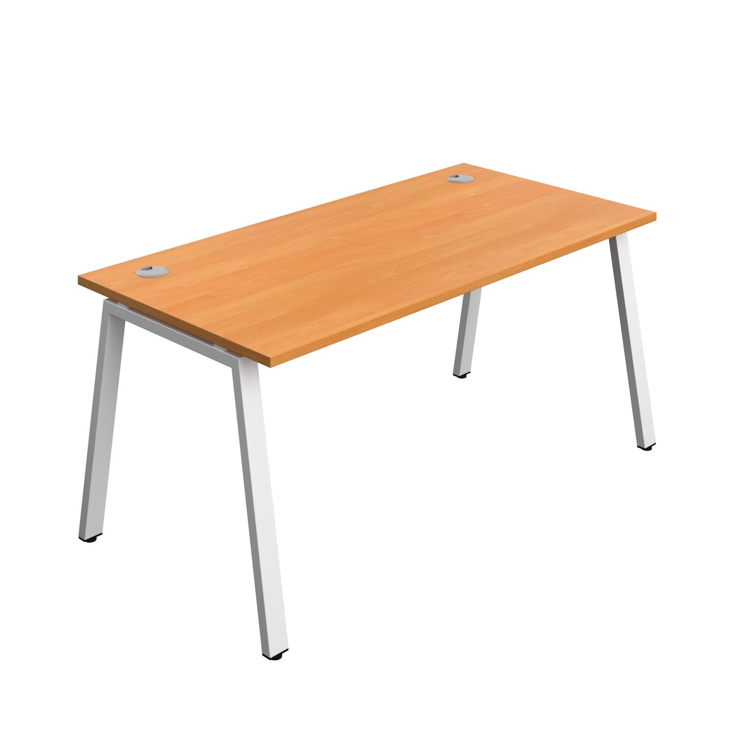 Synergy Bench with Cable Ports: 1 Person : A-Frame Leg : 1600 800 Beech/White