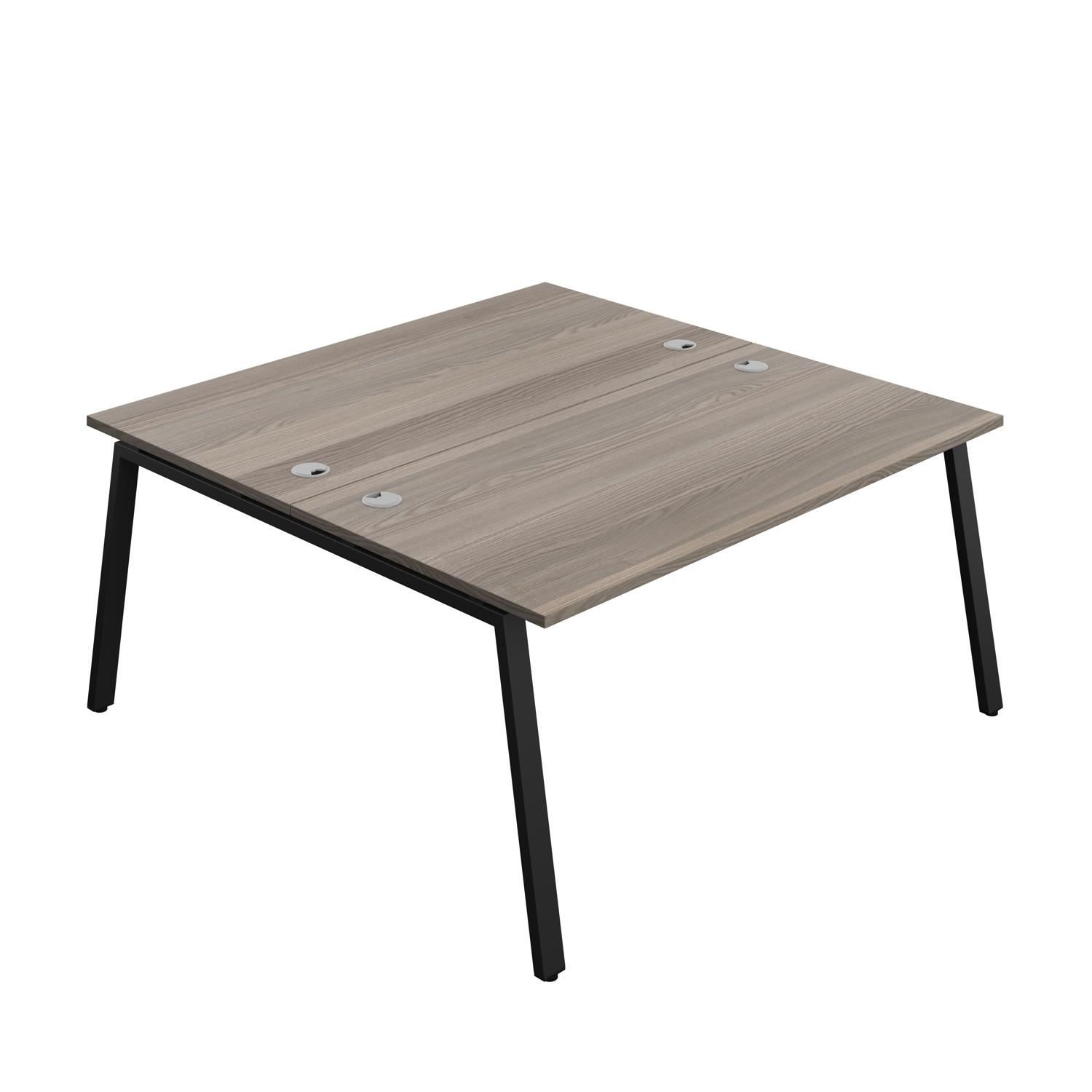 Synergy Bench with Cable Ports: 2 Person : A-Frame Leg : 1600 800 Grey Oak/Black