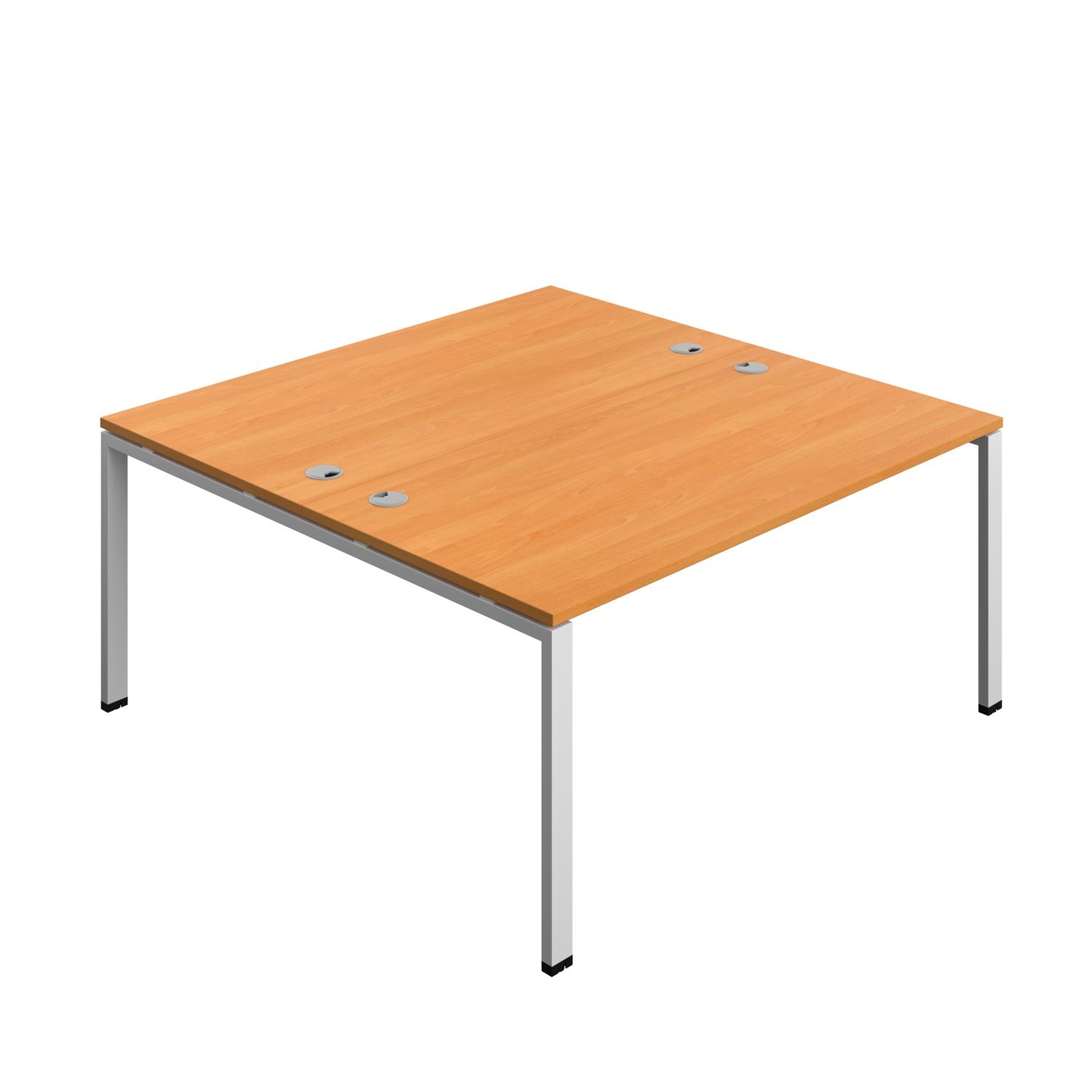 Synergy Bench with Cable Ports: 2 Person : Goal Post Leg : 1600 800 Beech/Silver