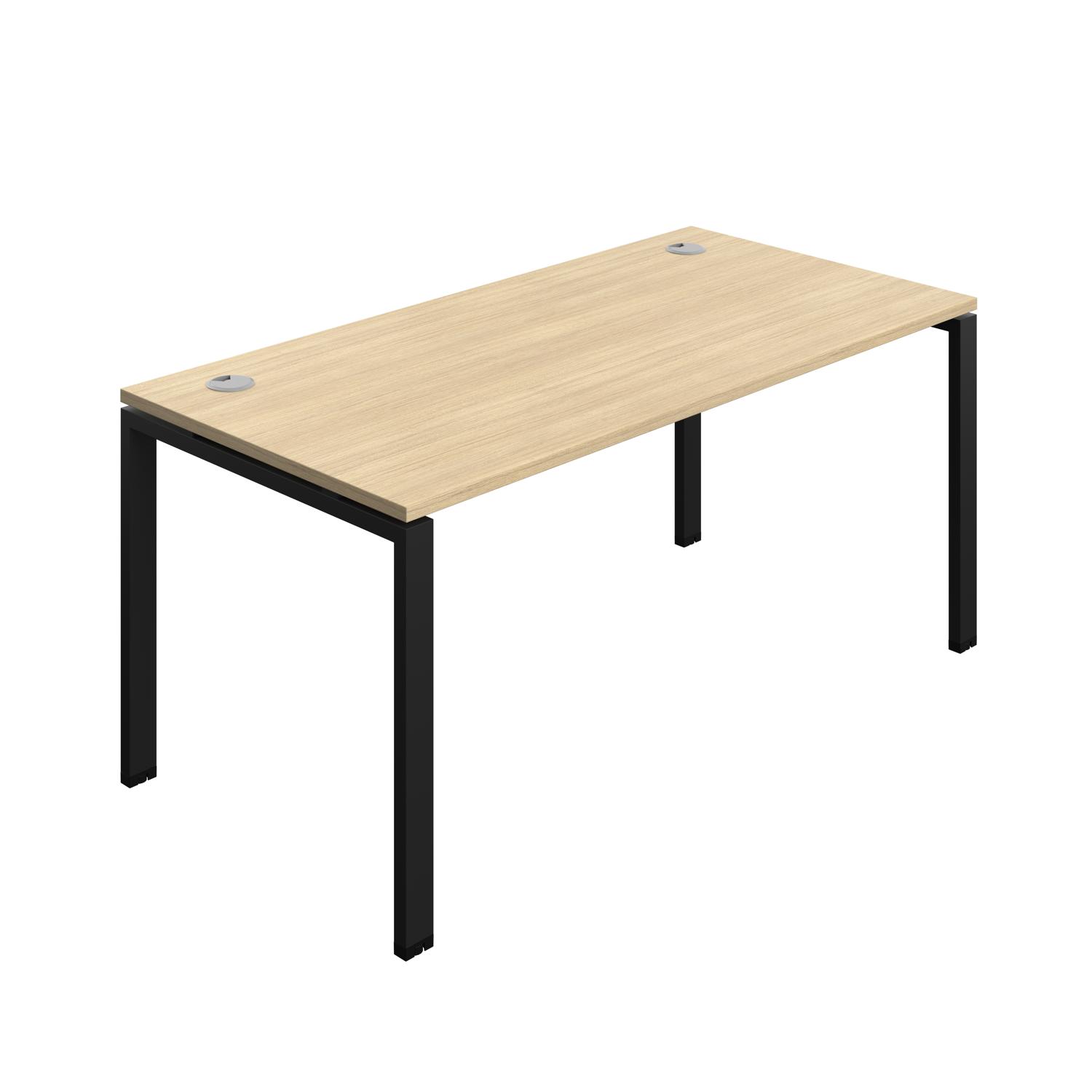 Synergy Bench with Cable Ports: 1 Person : Goal Post Leg : 1600 800 Nova Oak/Black