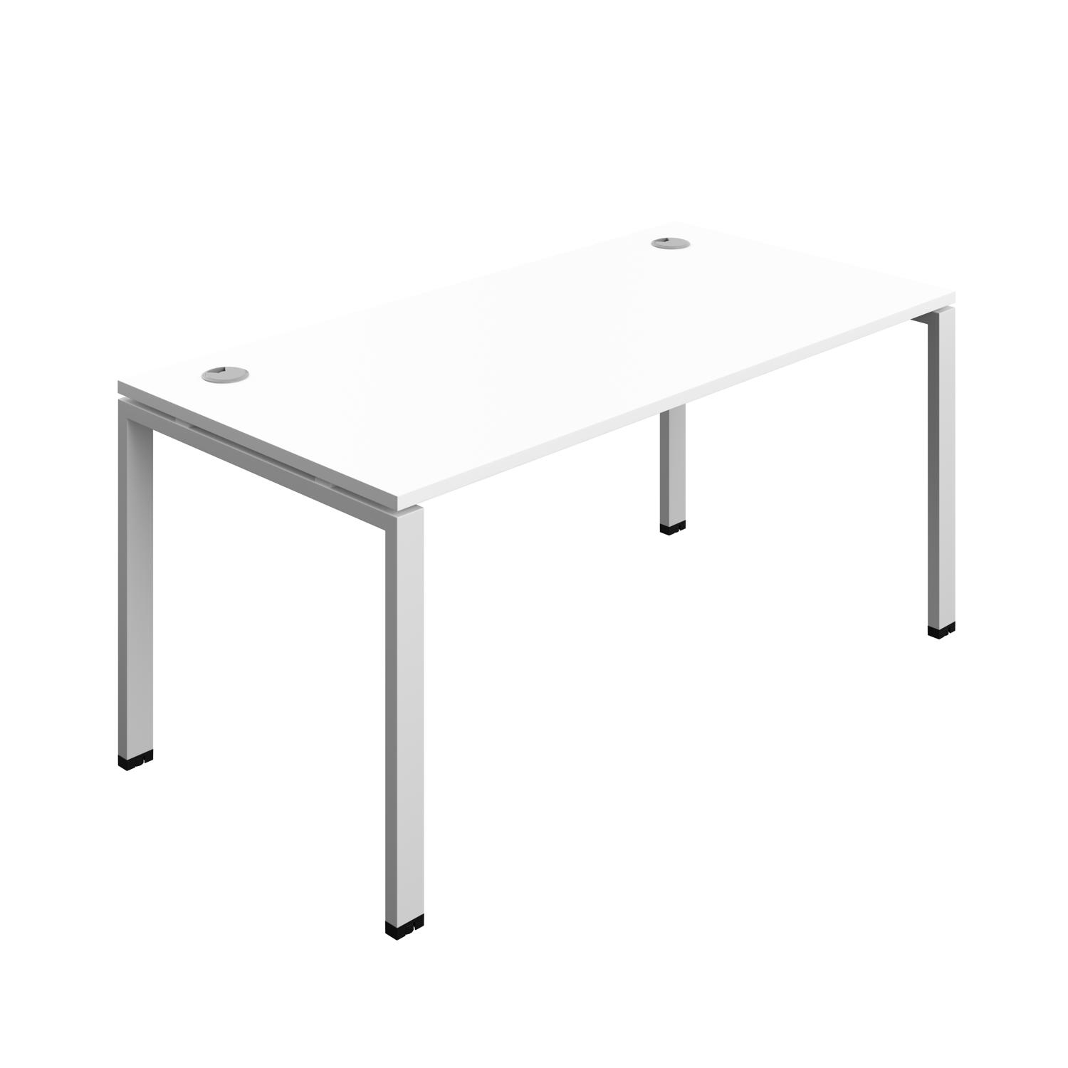Synergy Bench with Cable Ports: 1 Person : Goal Post Leg : 1600 800 White/Silver