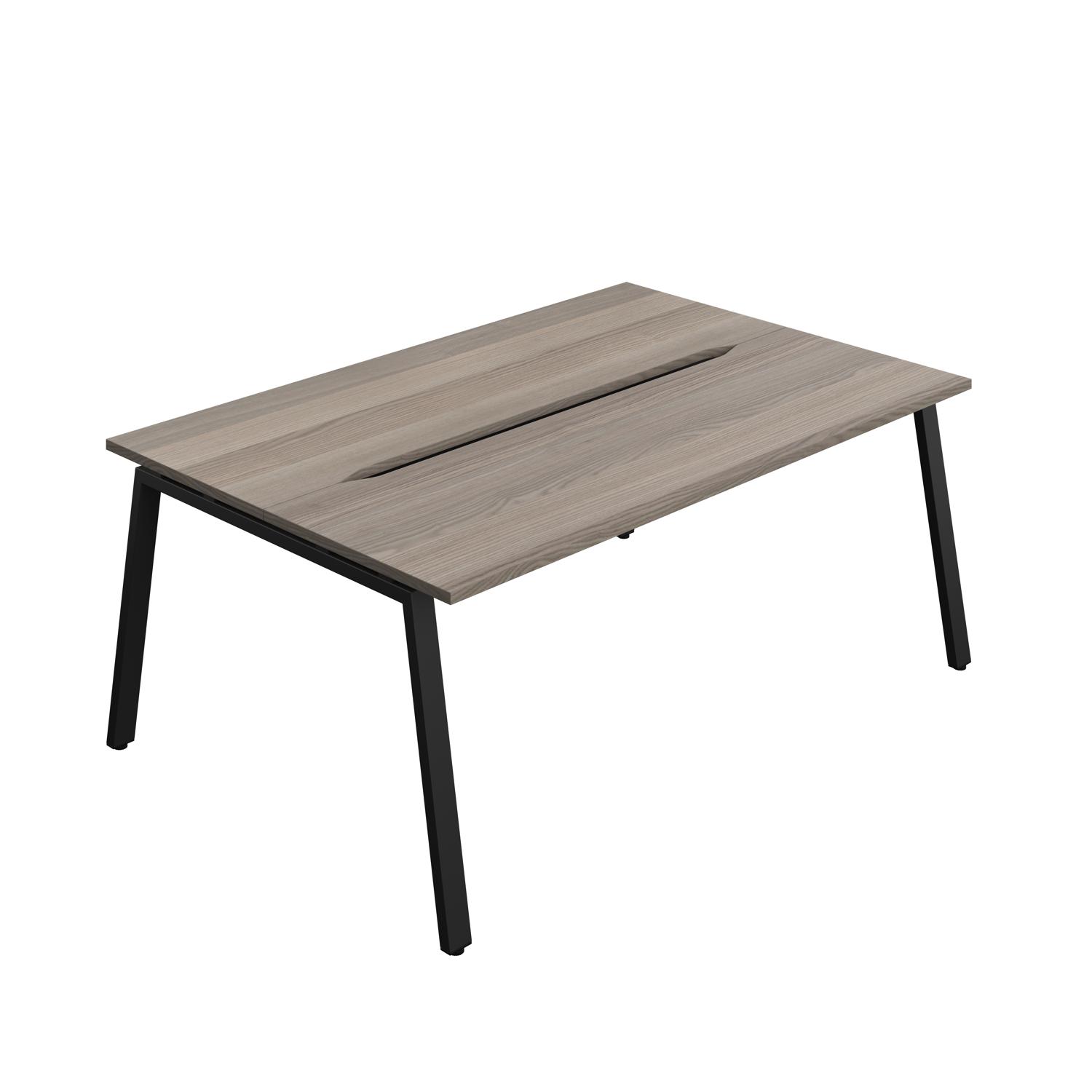 Synergy Bench with Cut Out: 2 Person : A-Frame Leg : 1800 600 Grey Oak/Black