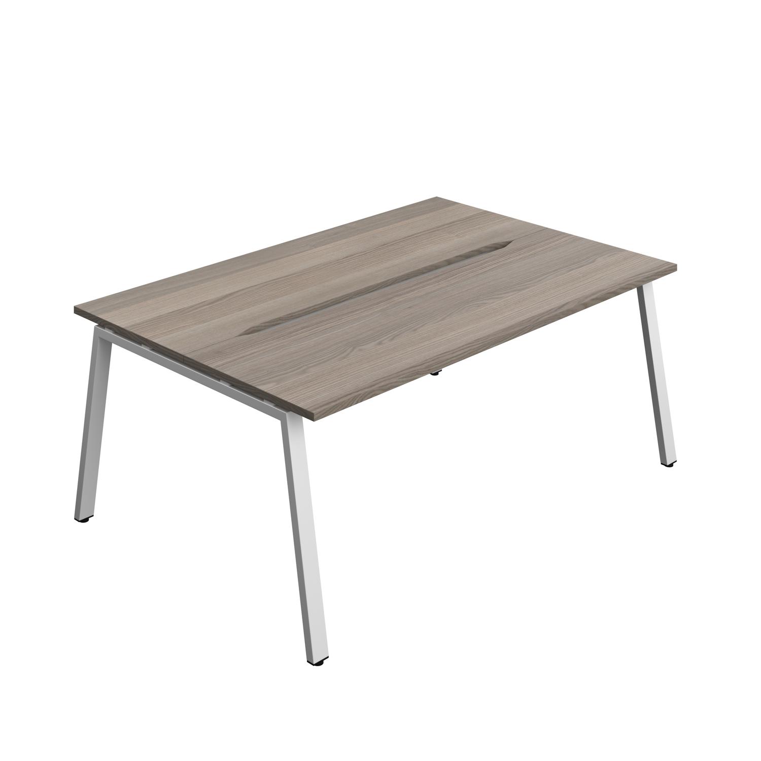 Synergy Bench with Cut Out: 2 Person : A-Frame Leg : 1800 600 Grey Oak/Silver