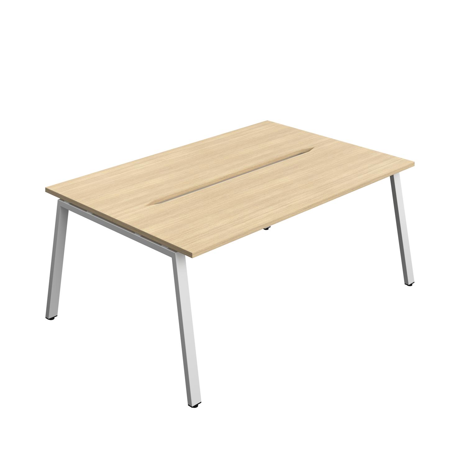 Synergy Bench with Cut Out: 2 Person : A-Frame Leg : 1800 600 Nova Oak/Silver